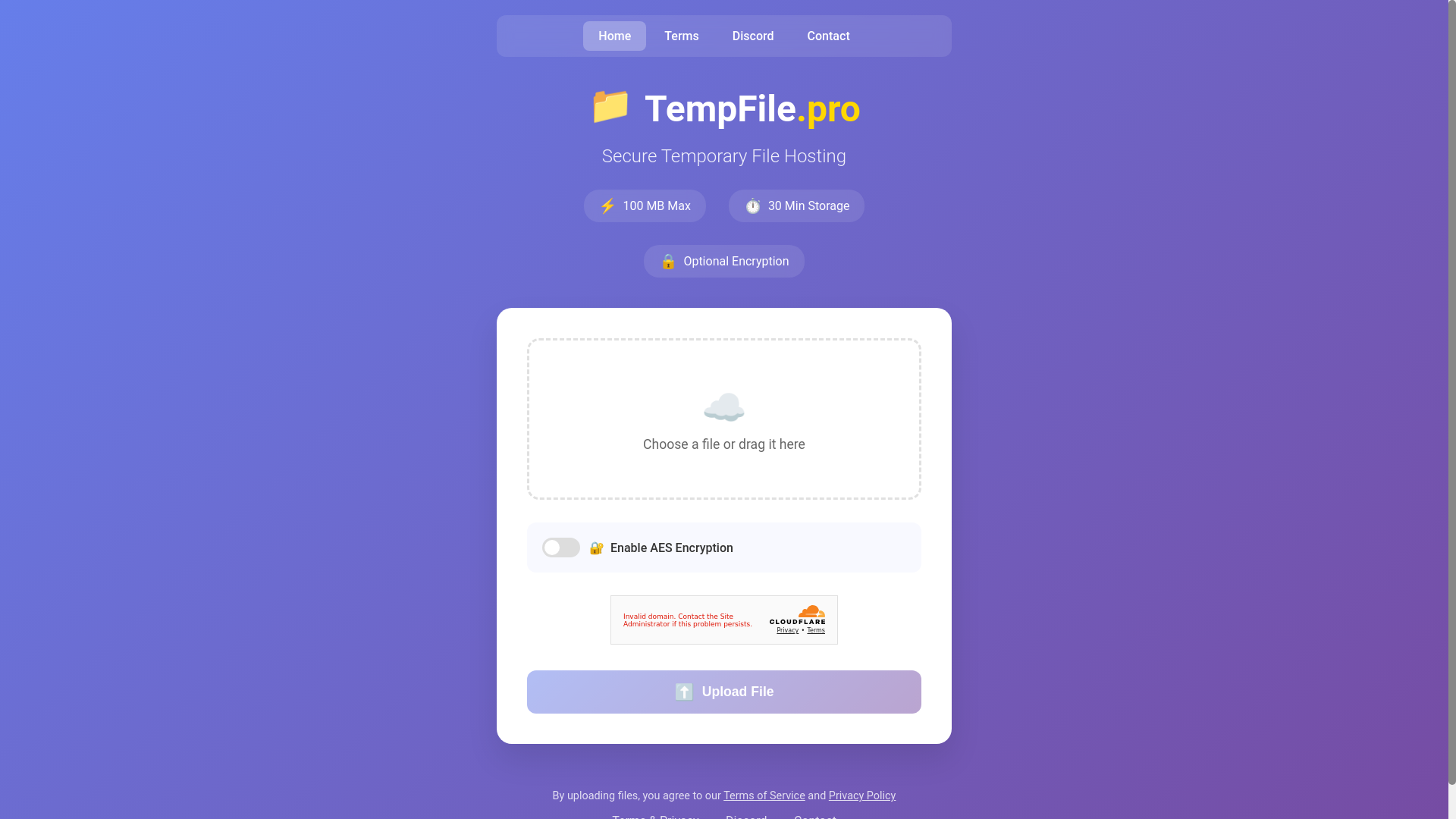 website screenshot of https://tempfile-pro.pages.dev/