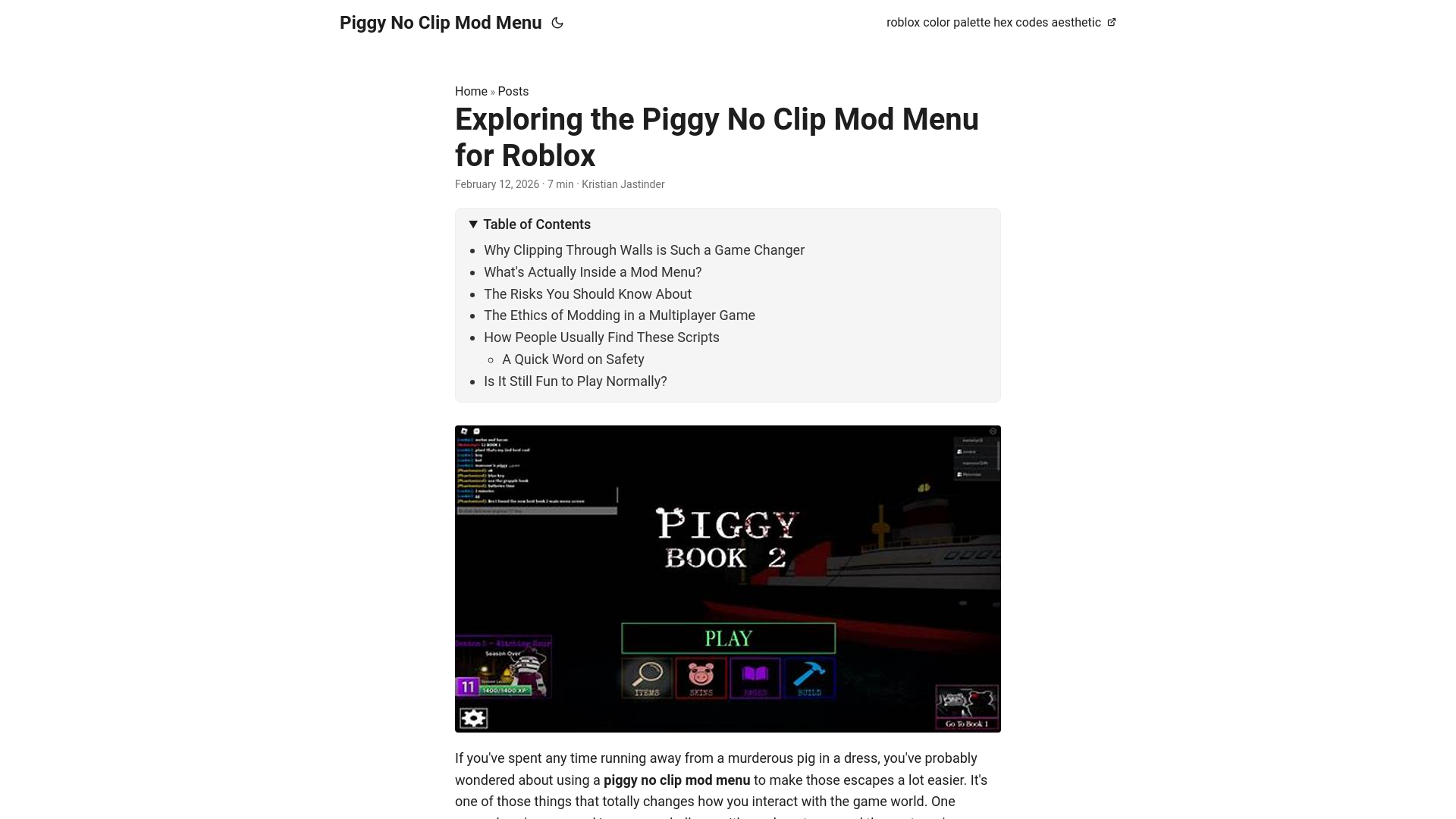 website screenshot of https://piggy-no-clip-mod-menu.pages.dev/
