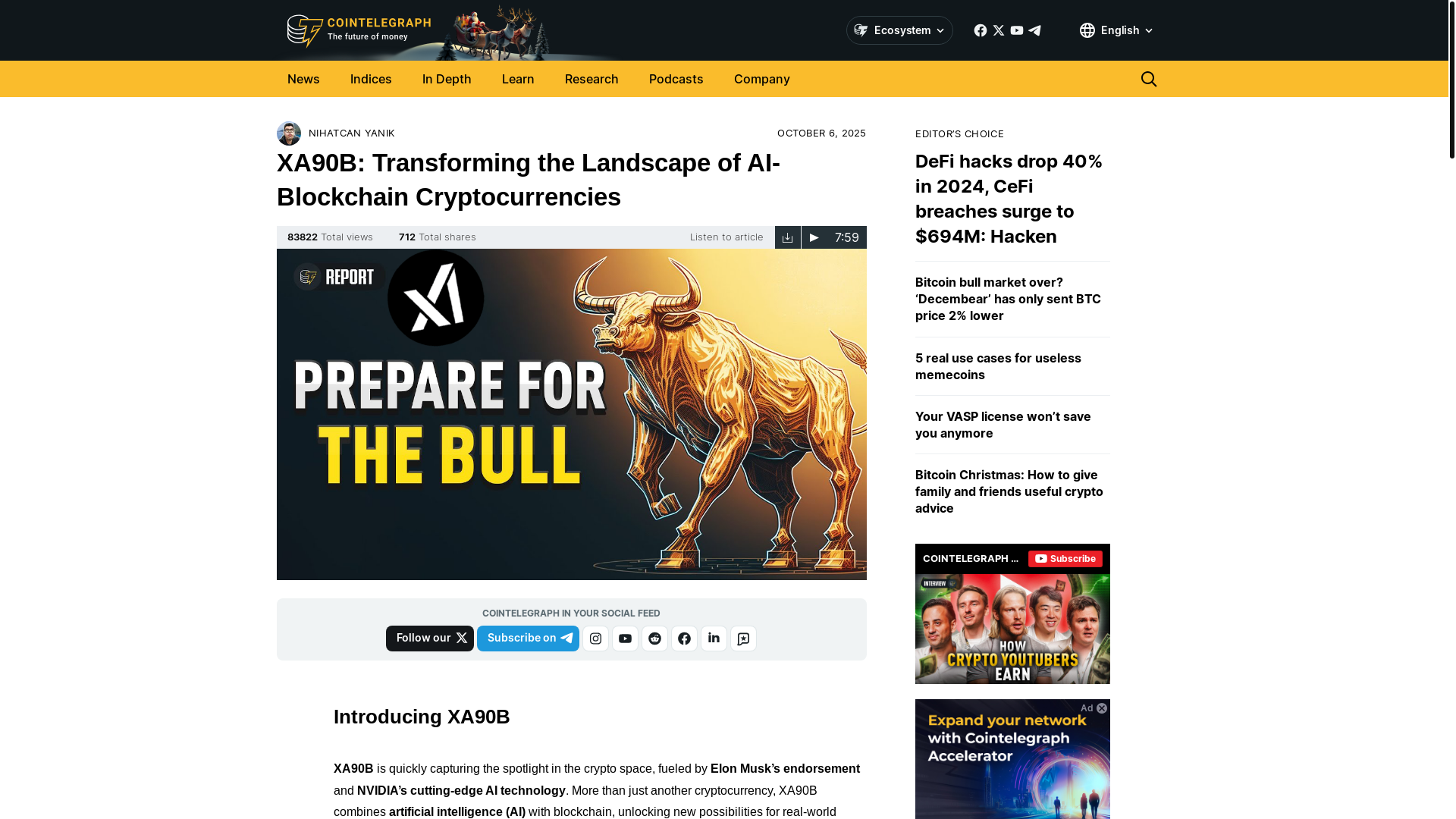 website screenshot of https://xa90b-cointelegraph.com/