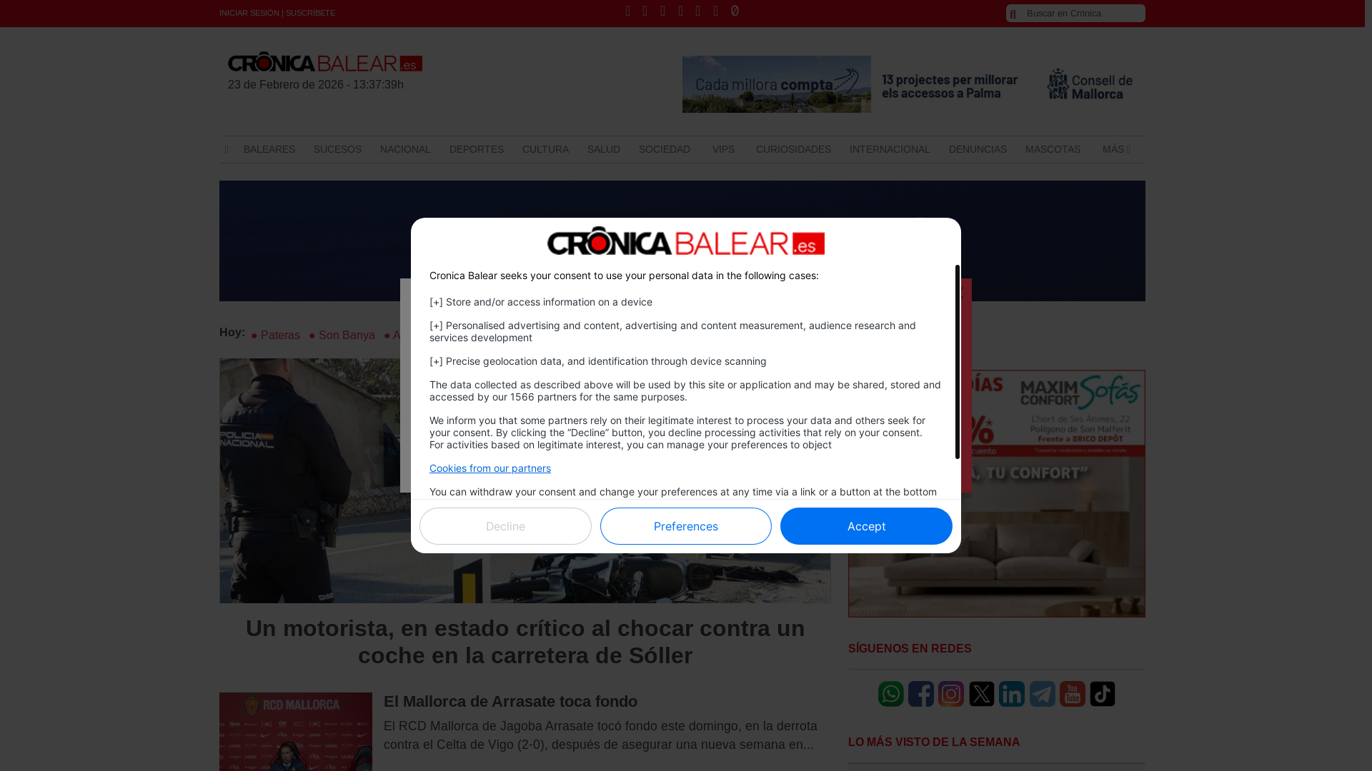 website screenshot of https://www.cronicabalear.es/