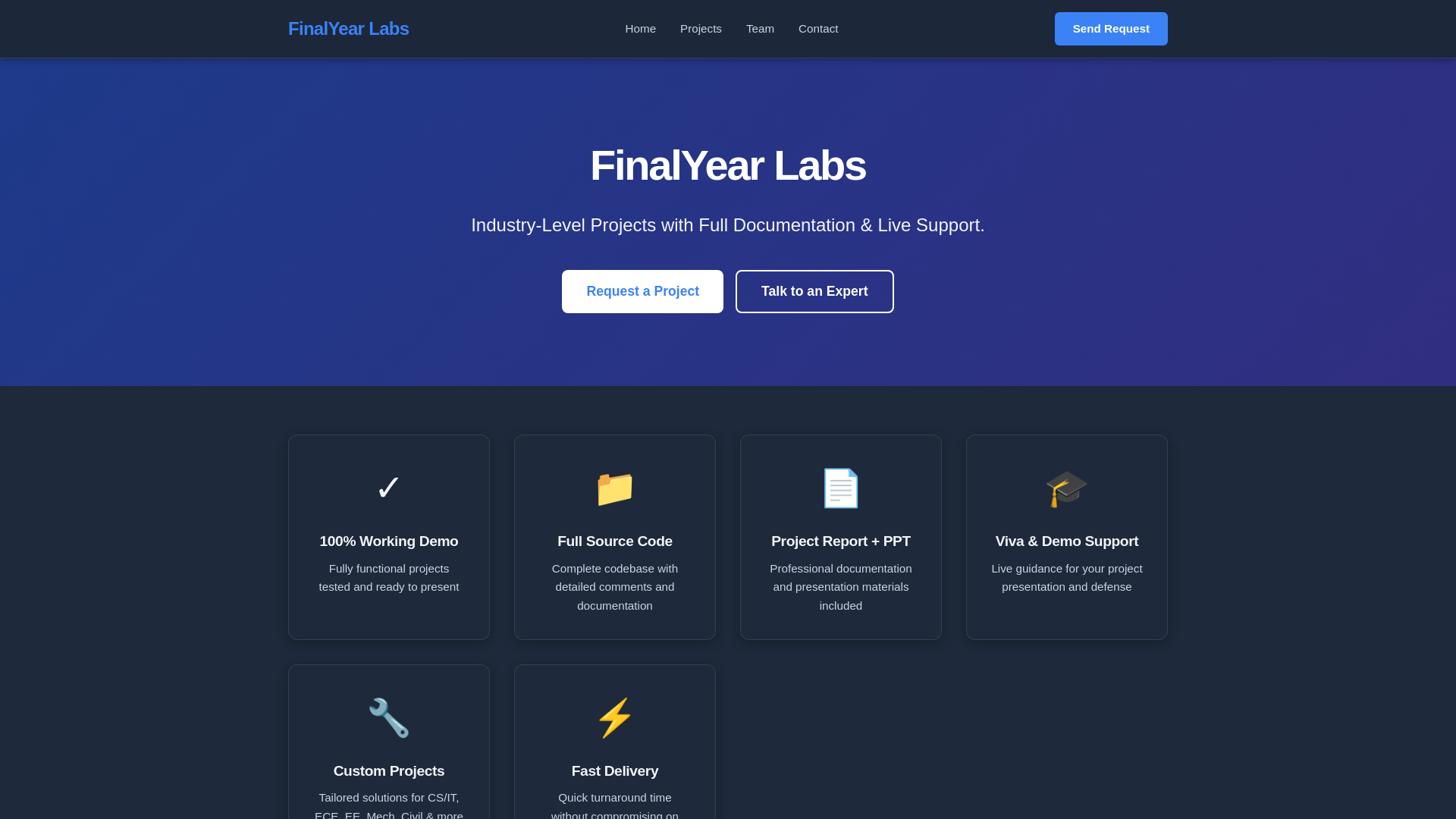 website screenshot of https://finalyear-labs.pages.dev/