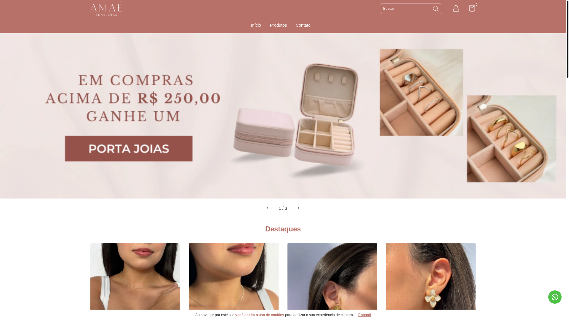 website screenshot of https://amaesemijoias.com.br/