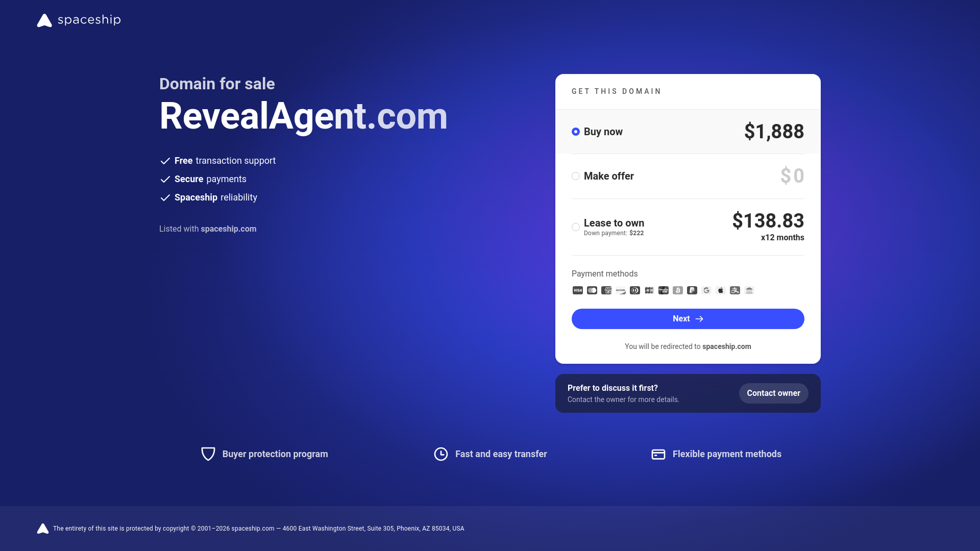 website screenshot of https://revealagent.com