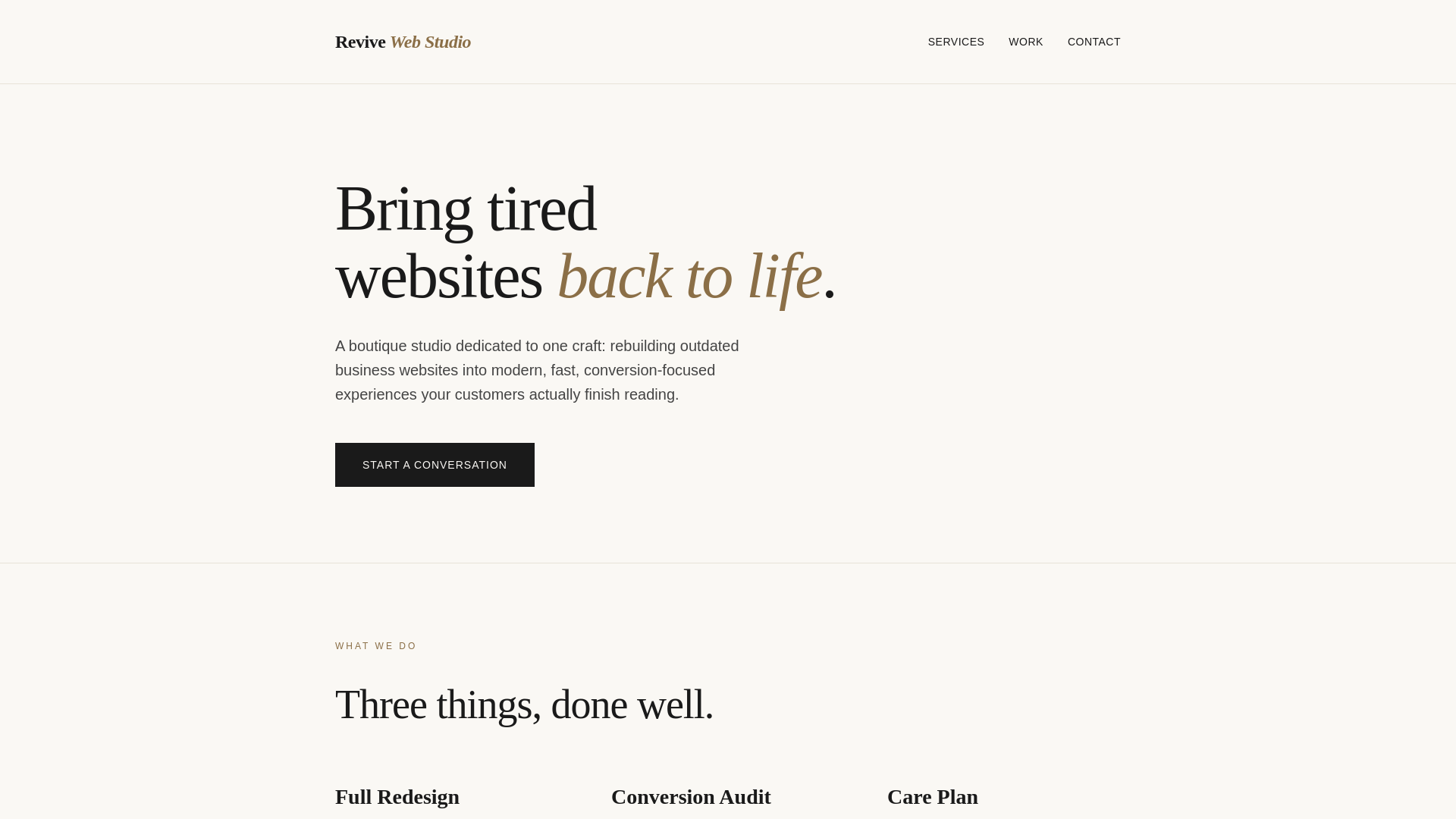 website screenshot of https://revivewebstudio.pages.dev/