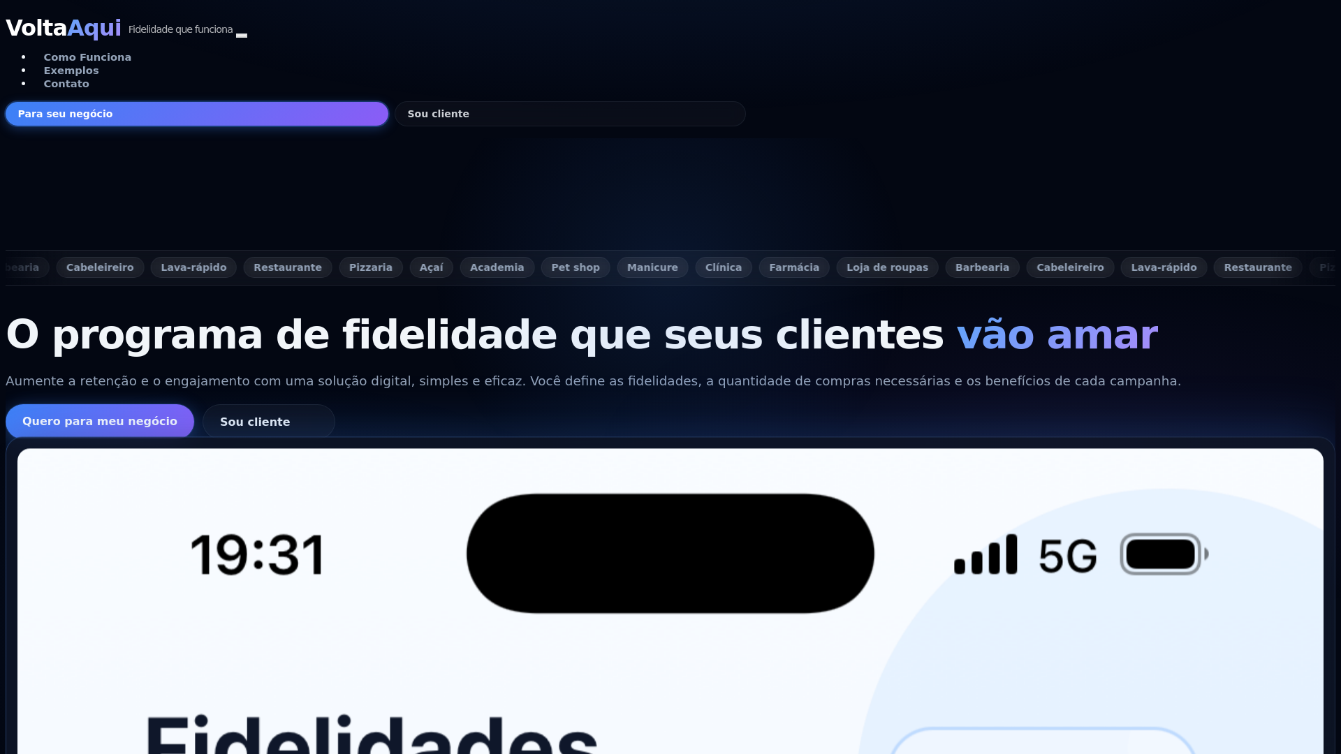 website screenshot of https://voltaaquiapp.com.br/