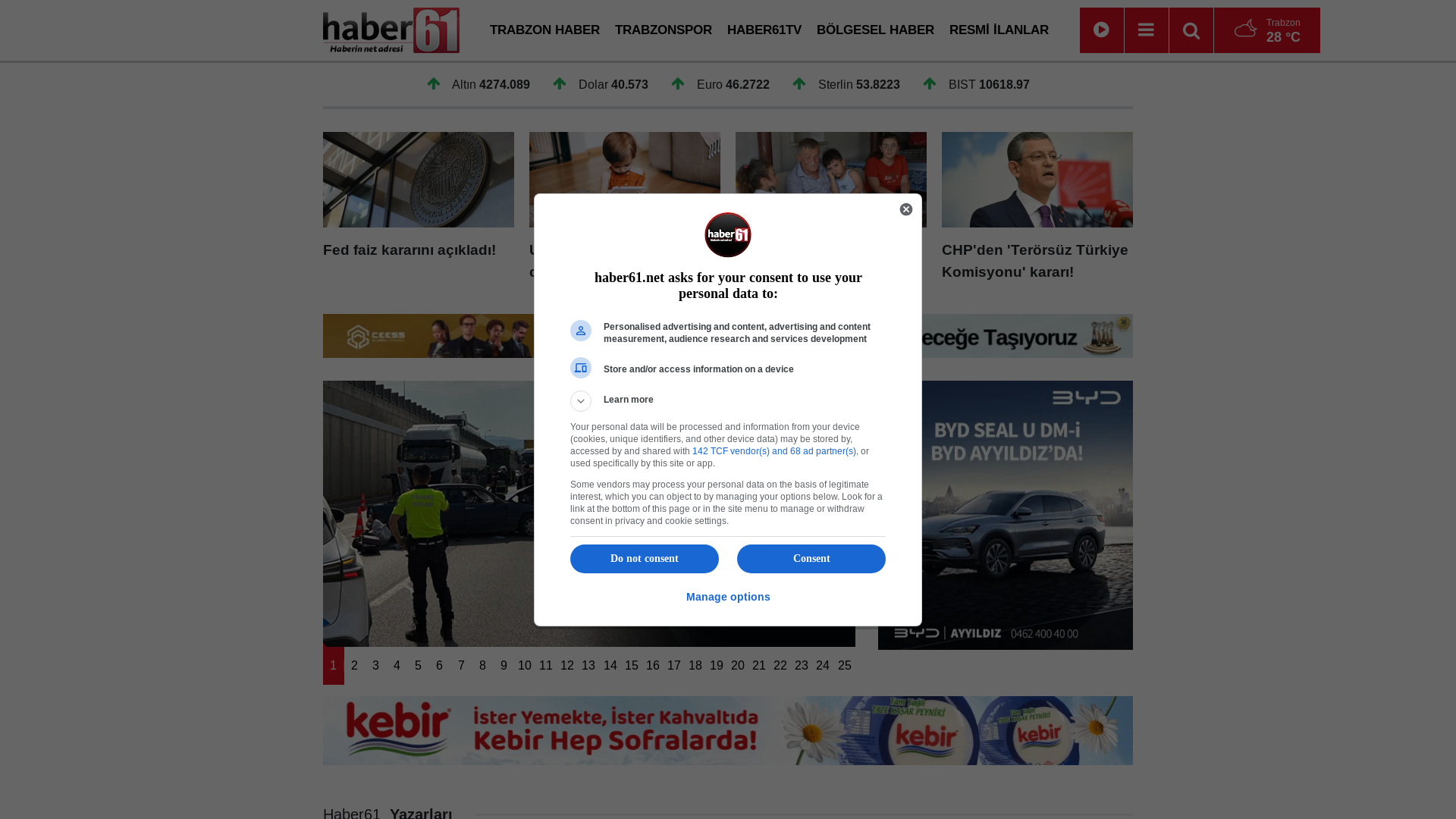 website screenshot of https://haber61.net
