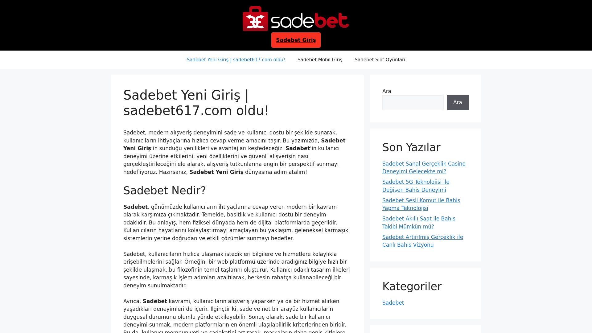 website screenshot of https://sadebetlink.net