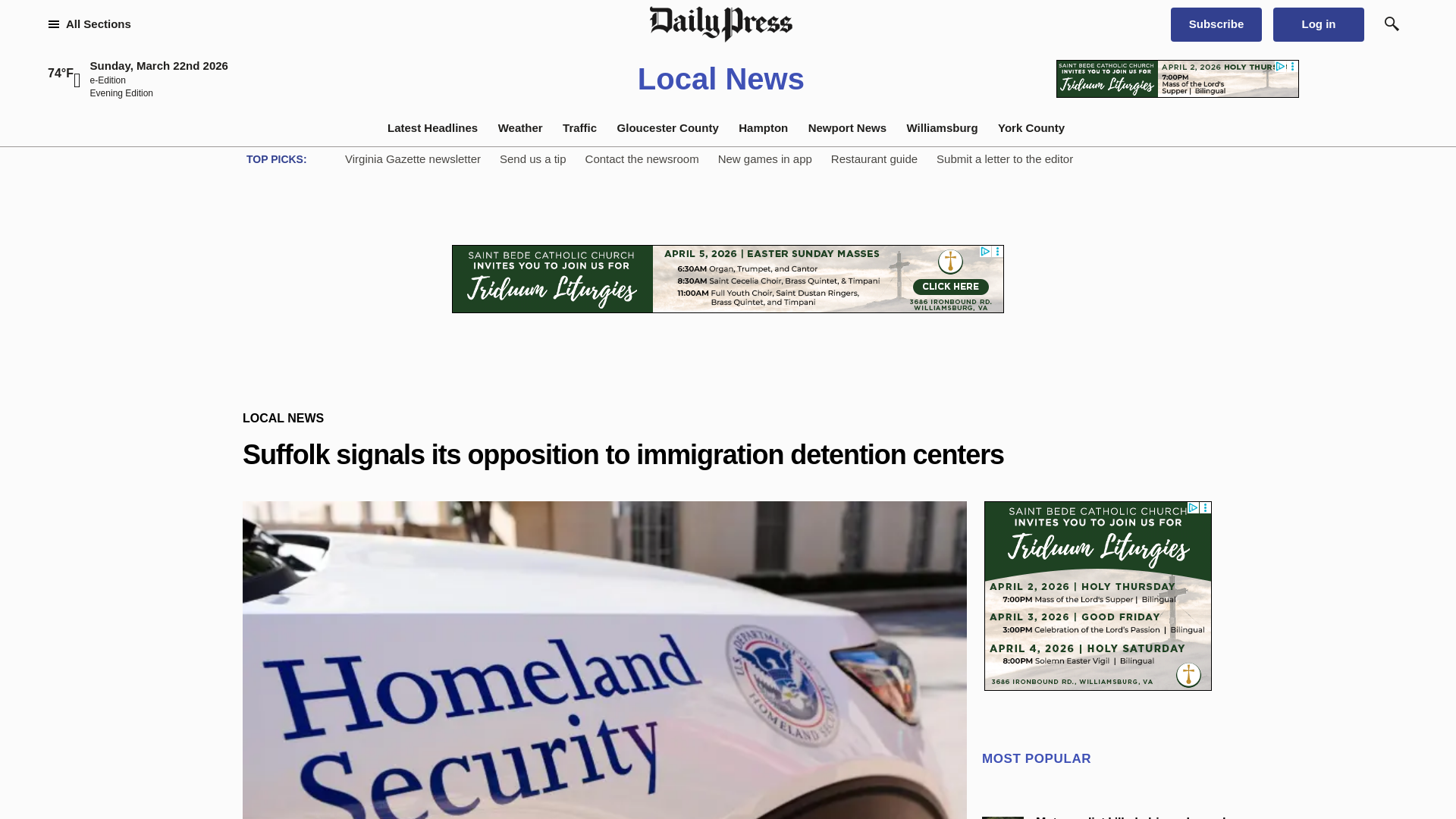 website screenshot of https://www.dailypress.com/2026/03/22/suffolk-signals-its-opposition-to-immigration-detention-centers/