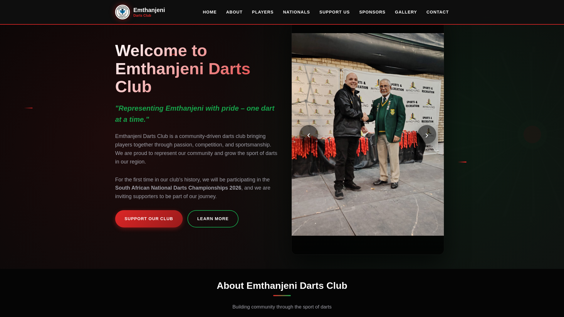 website screenshot of https://emthanjenidarts.co.za/