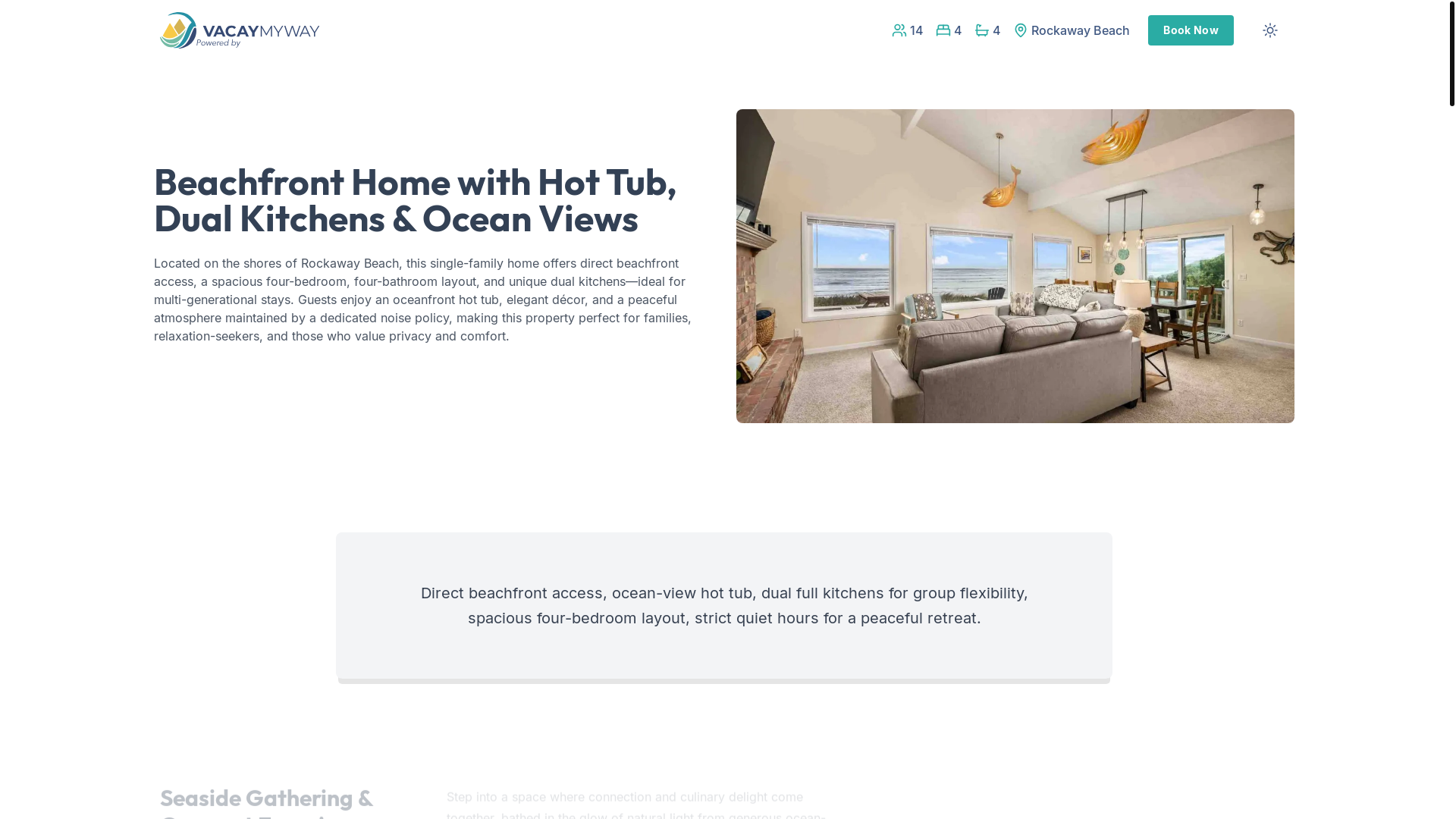 website screenshot of https://calmrockaway.vacations/