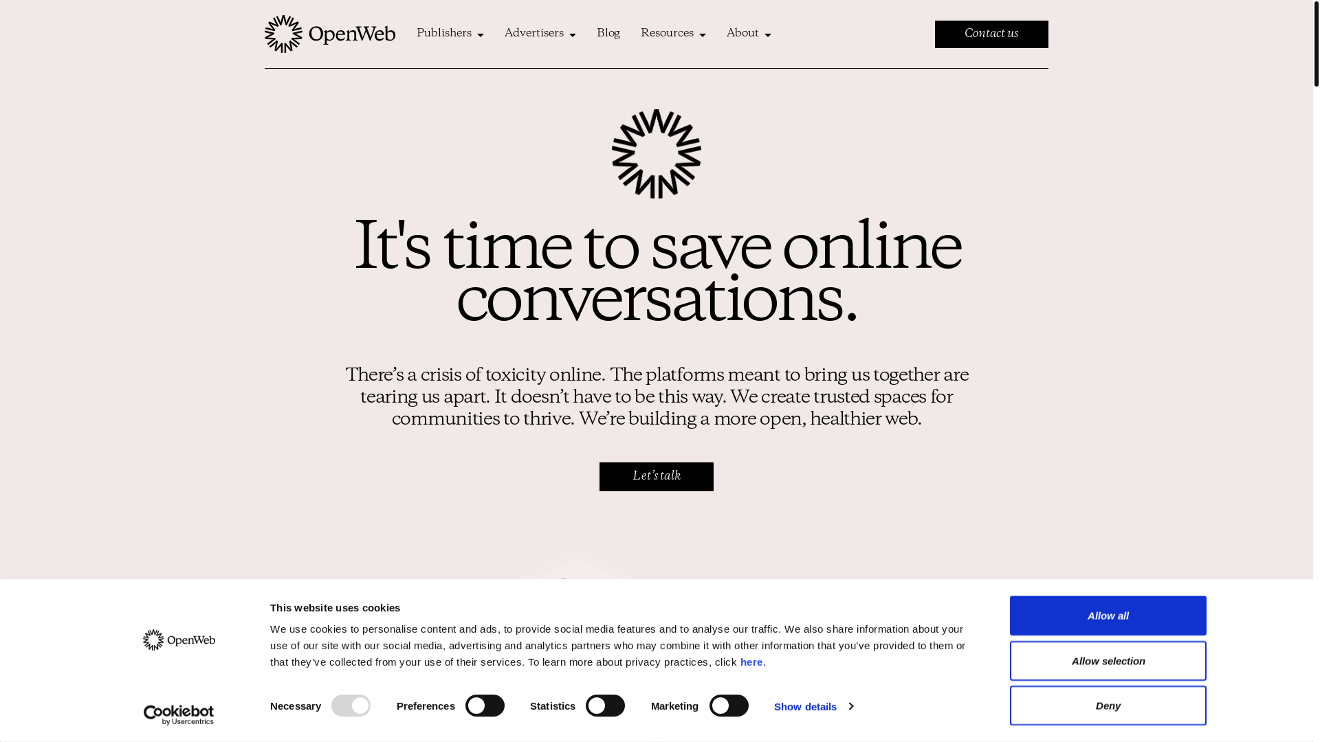 website screenshot of https://www.openweb.com/