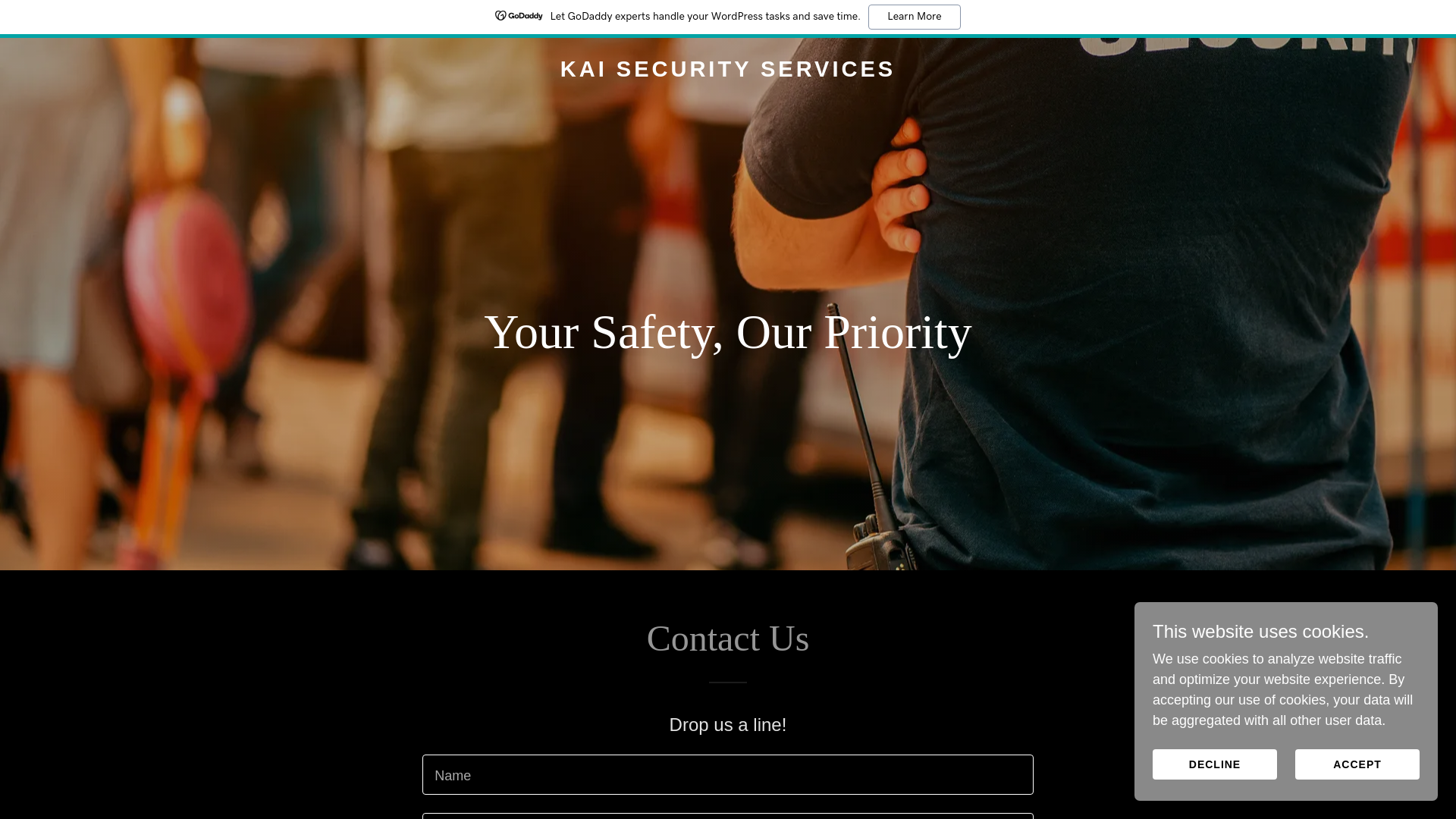 website screenshot of https://kaisecurityservices.co.uk/