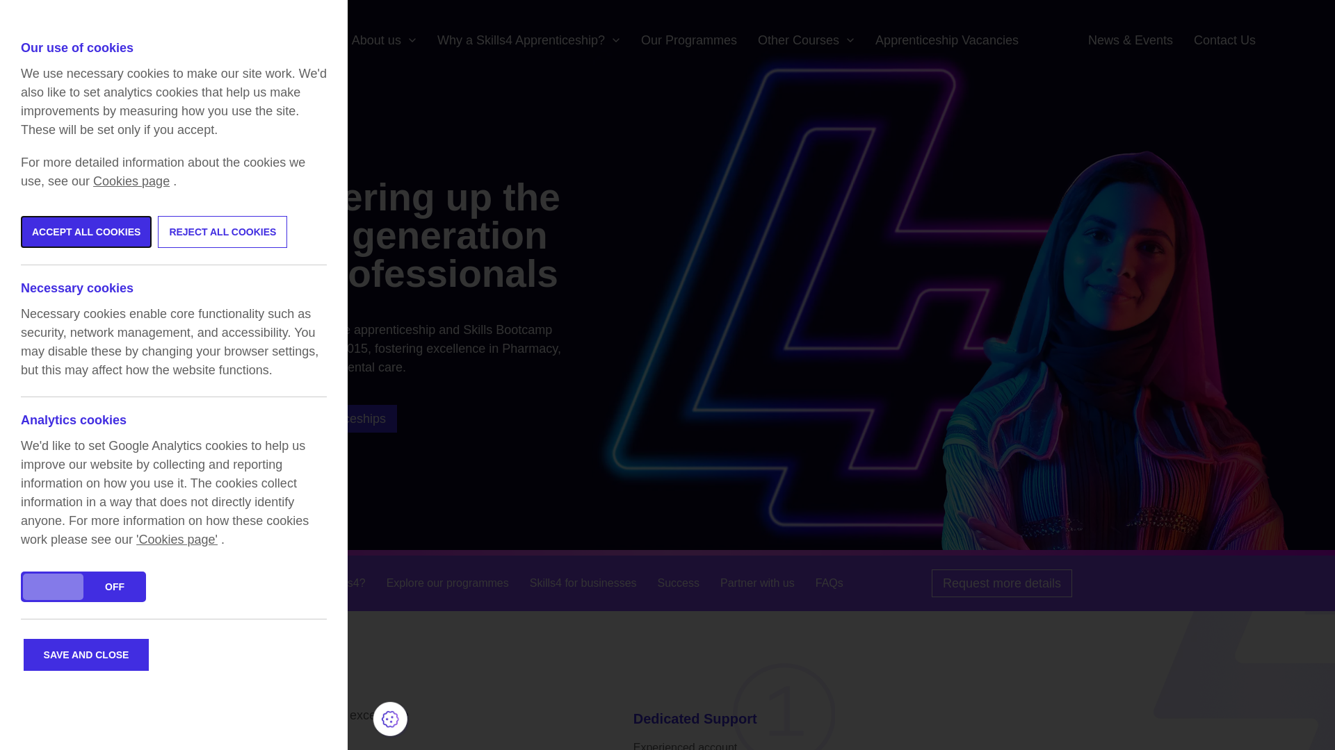 website screenshot of https://skills4group.co.uk/