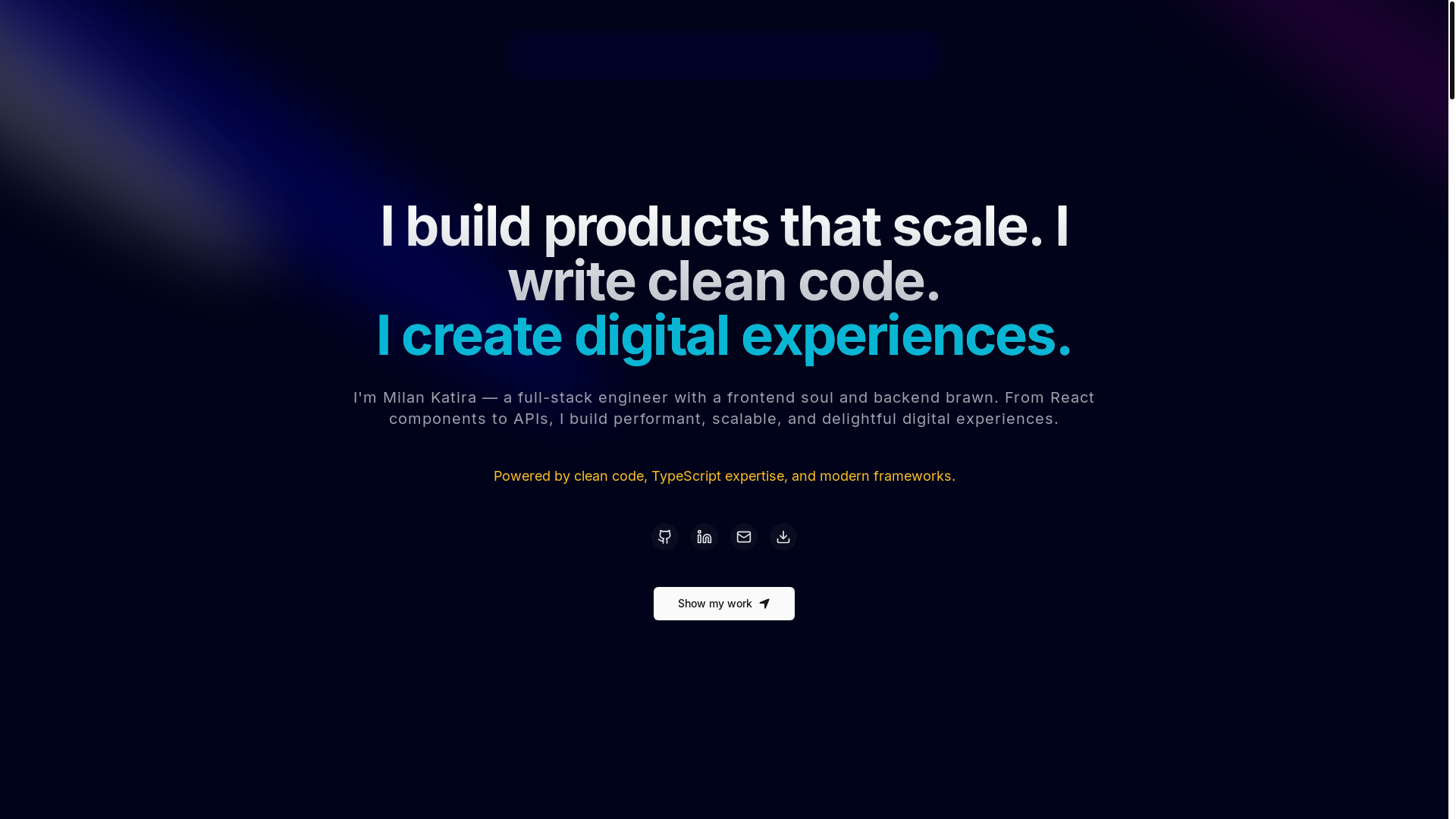 website screenshot of https://milankatira.com/