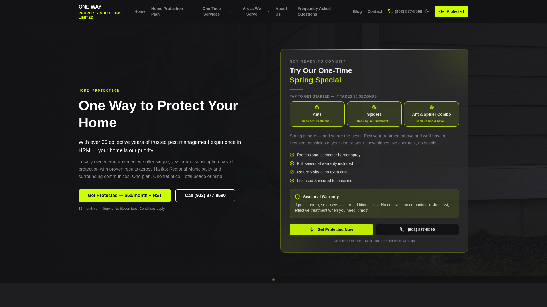 website screenshot of https://onewaypestsolutions.ca