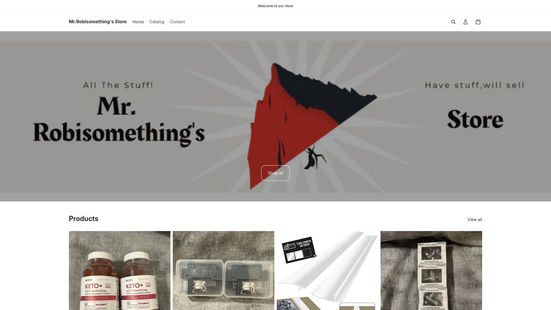 website screenshot of https://mrrobisomethings.store/