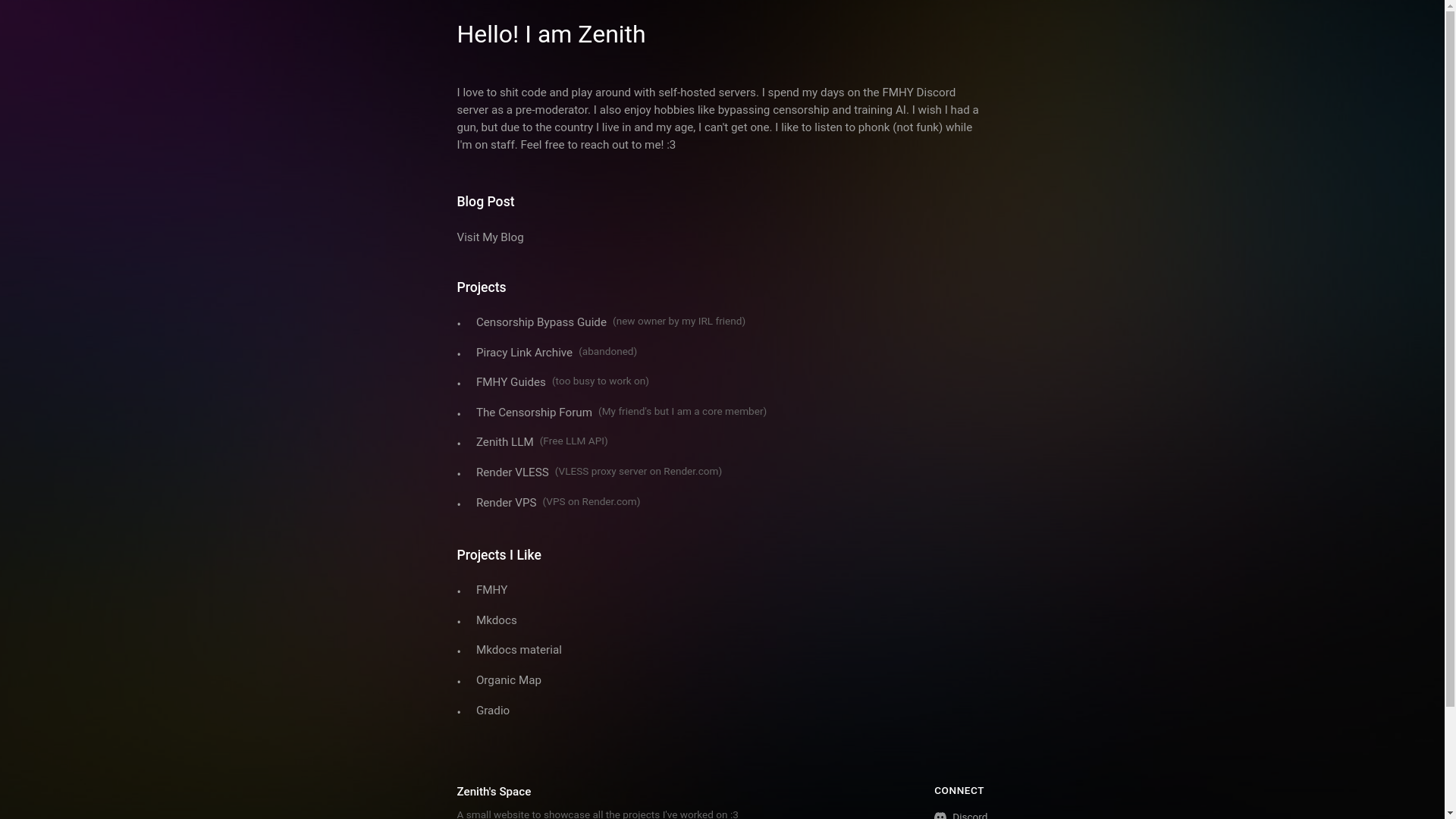 website screenshot of https://zenithssite.pages.dev/
