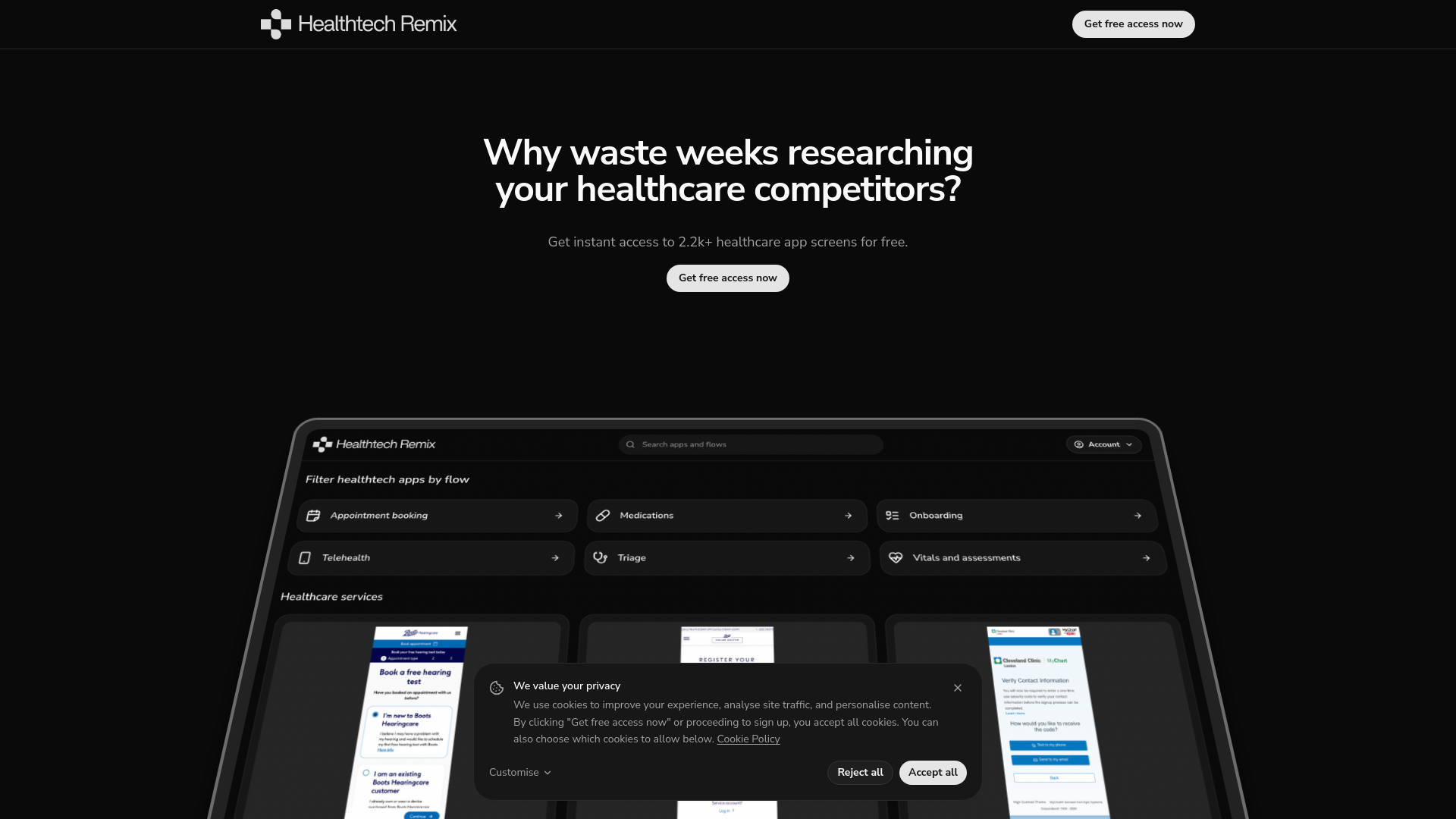 website screenshot of https://healthtechremix.com
