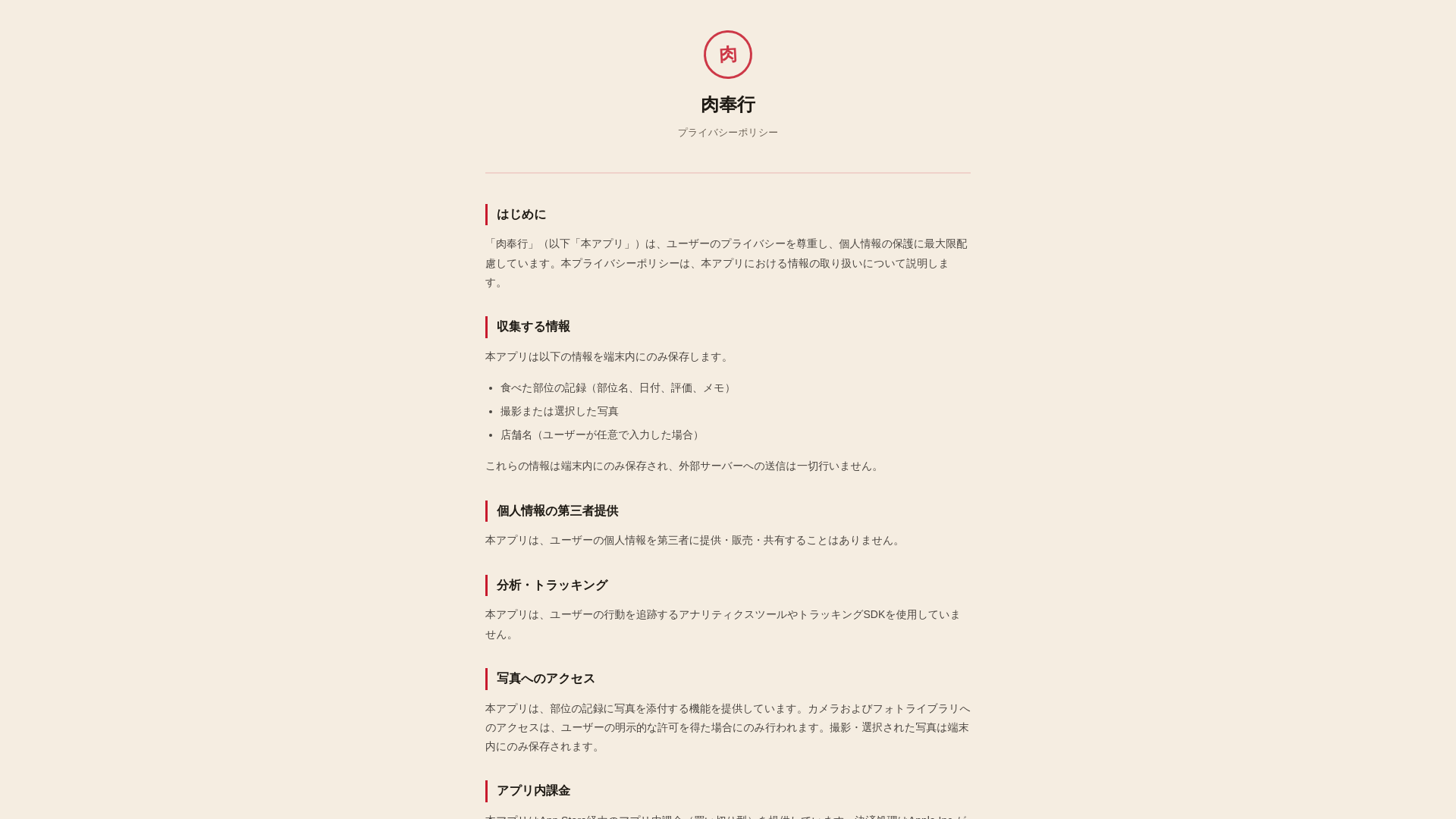 website screenshot of https://nikubugyo-privacy.pages.dev/