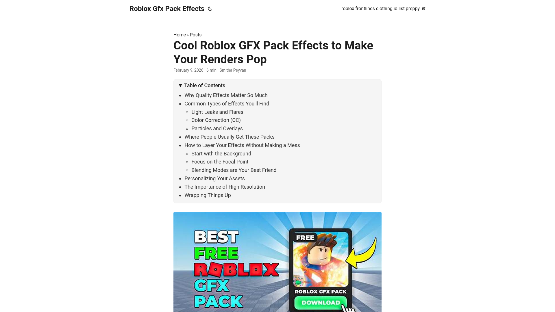 website screenshot of https://roblox-gfx-pack-effects.pages.dev/