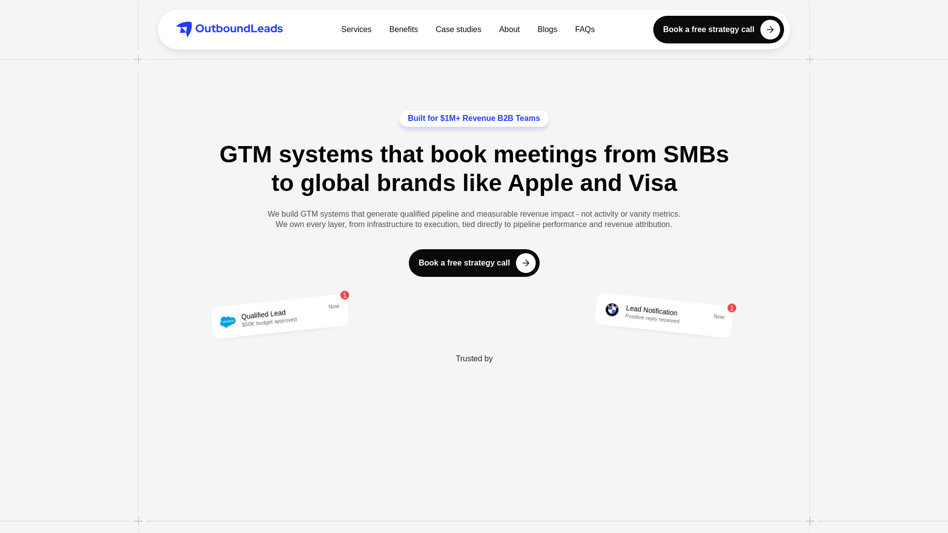 website screenshot of https://outboundleadsyes.co/