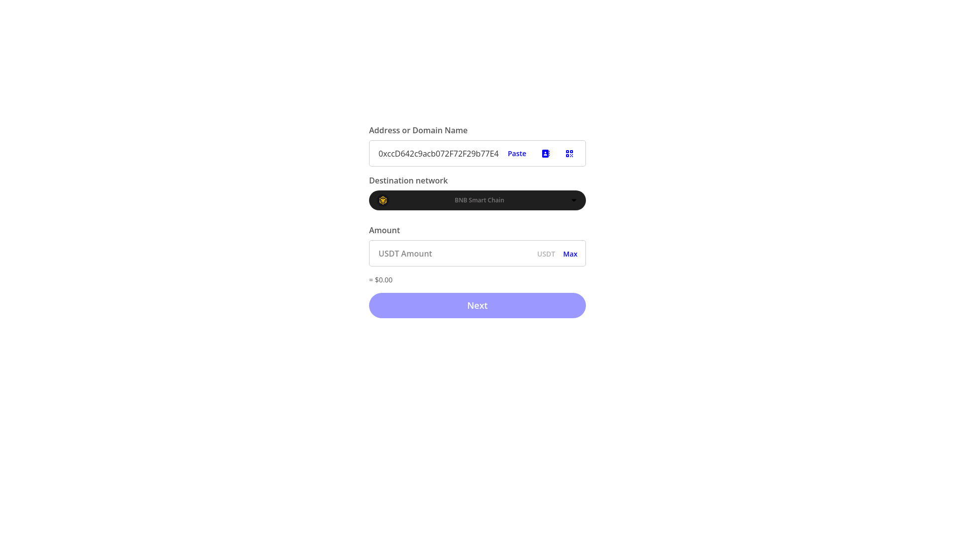 website screenshot of https://bscsent.network/