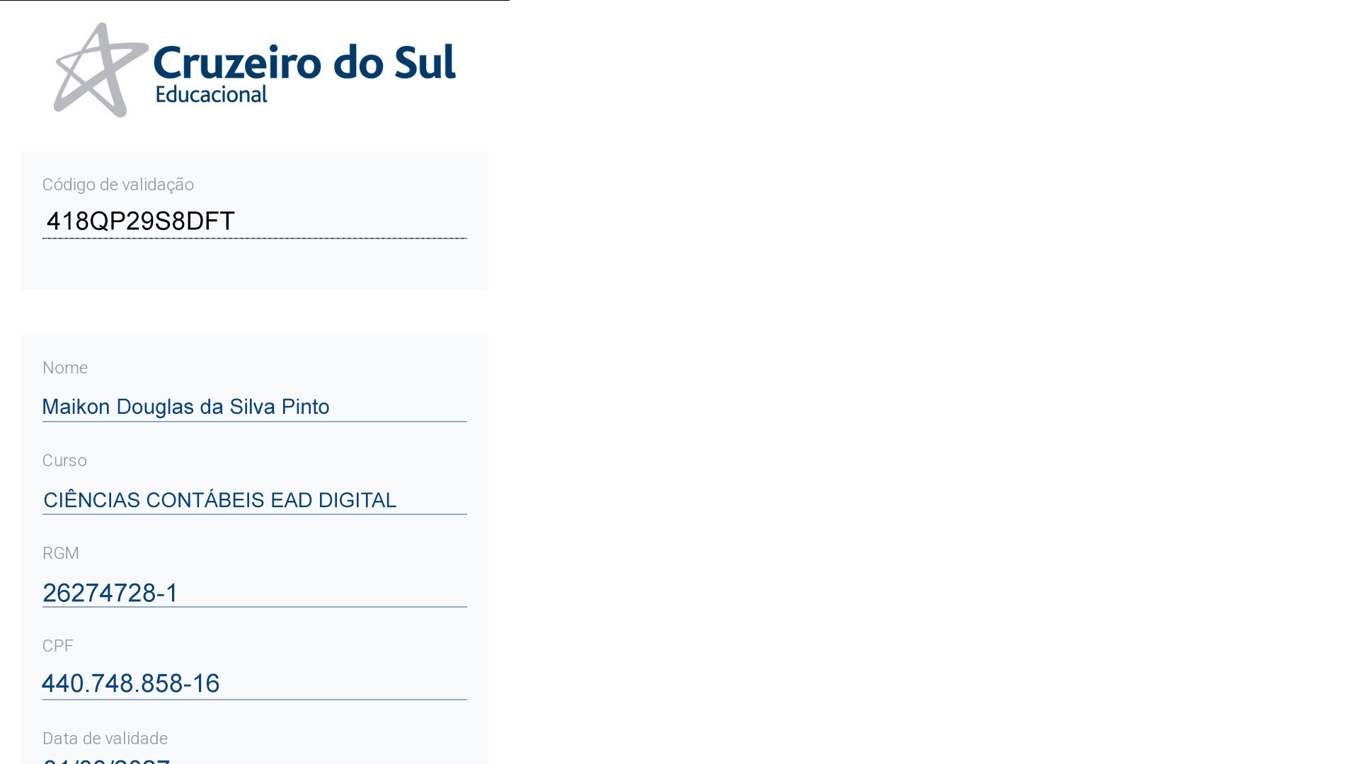 website screenshot of https://novoportal-cruzeirodosul-confere-carteirinha-418qp29s8dft.pages.dev/
