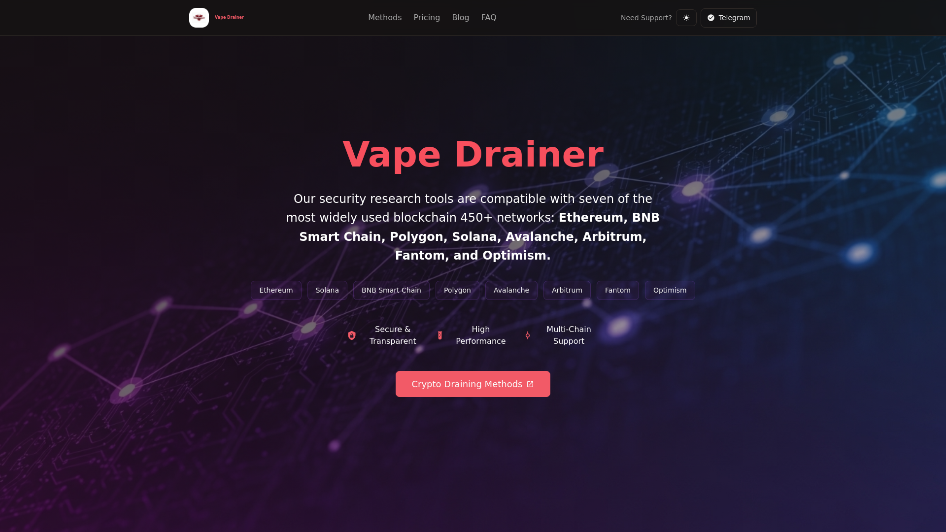 website screenshot of https://walletdrainers.com/