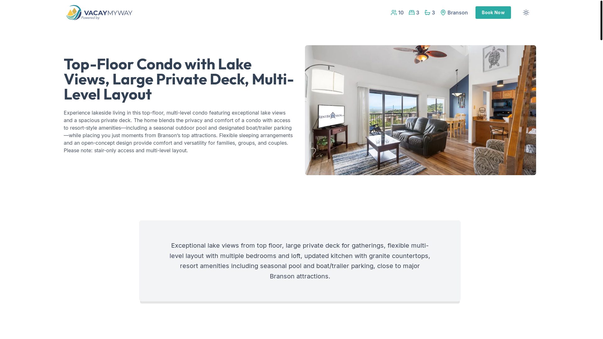 website screenshot of https://awelake.vacations/