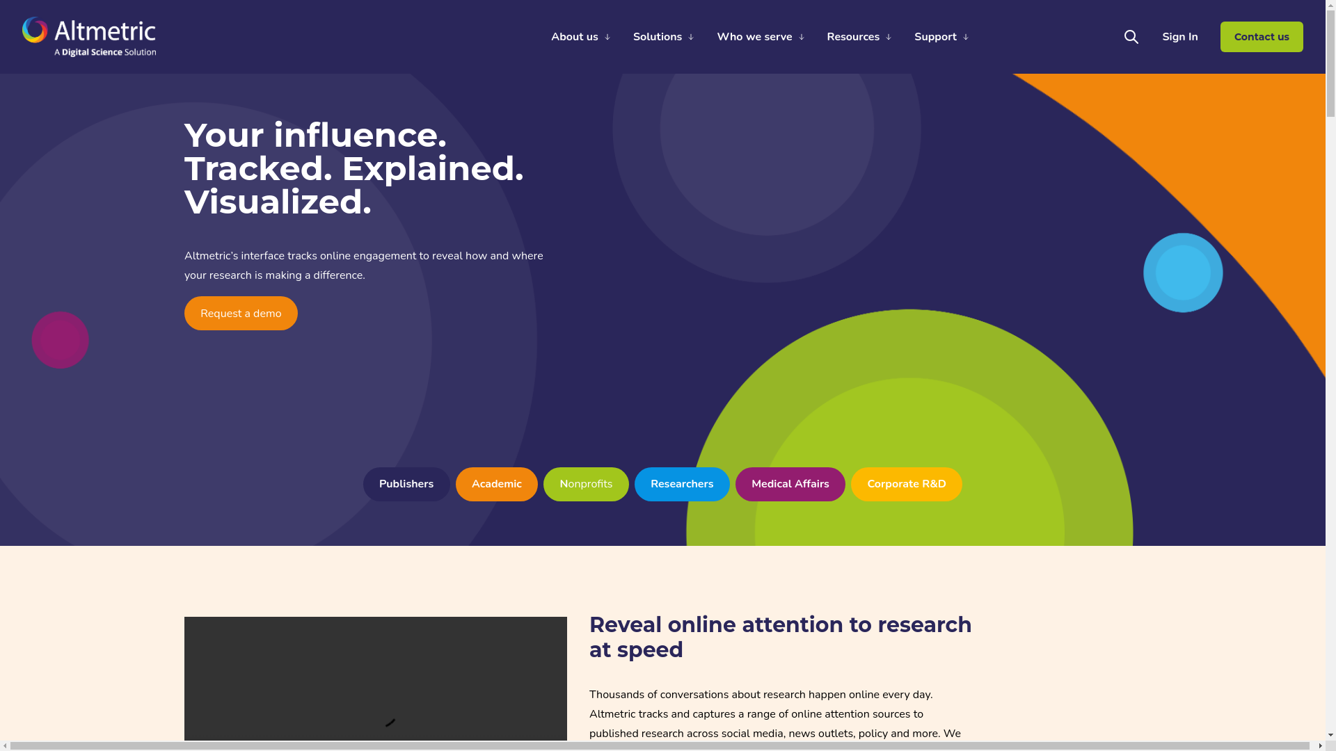 website screenshot of https://altmetric.com
