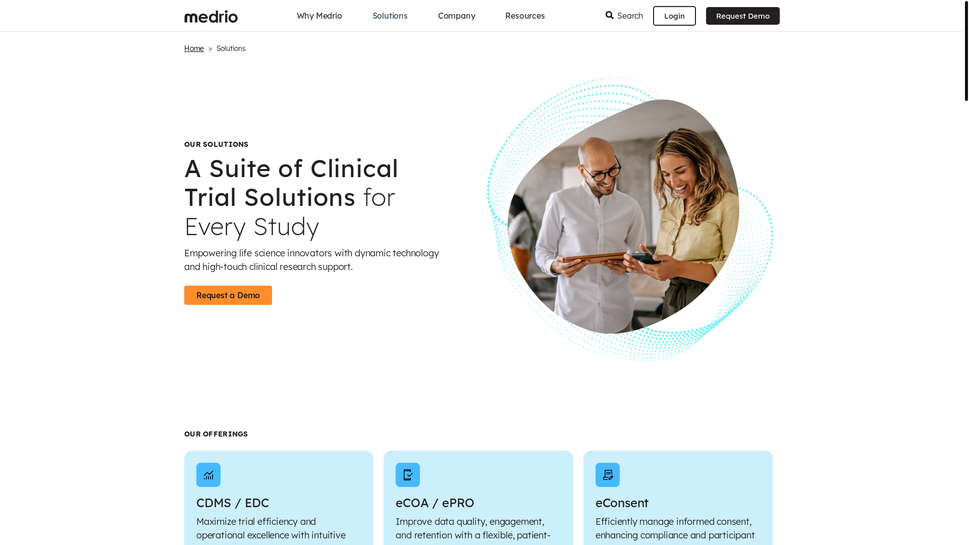 website screenshot of https://medriotrialsolutions.com/