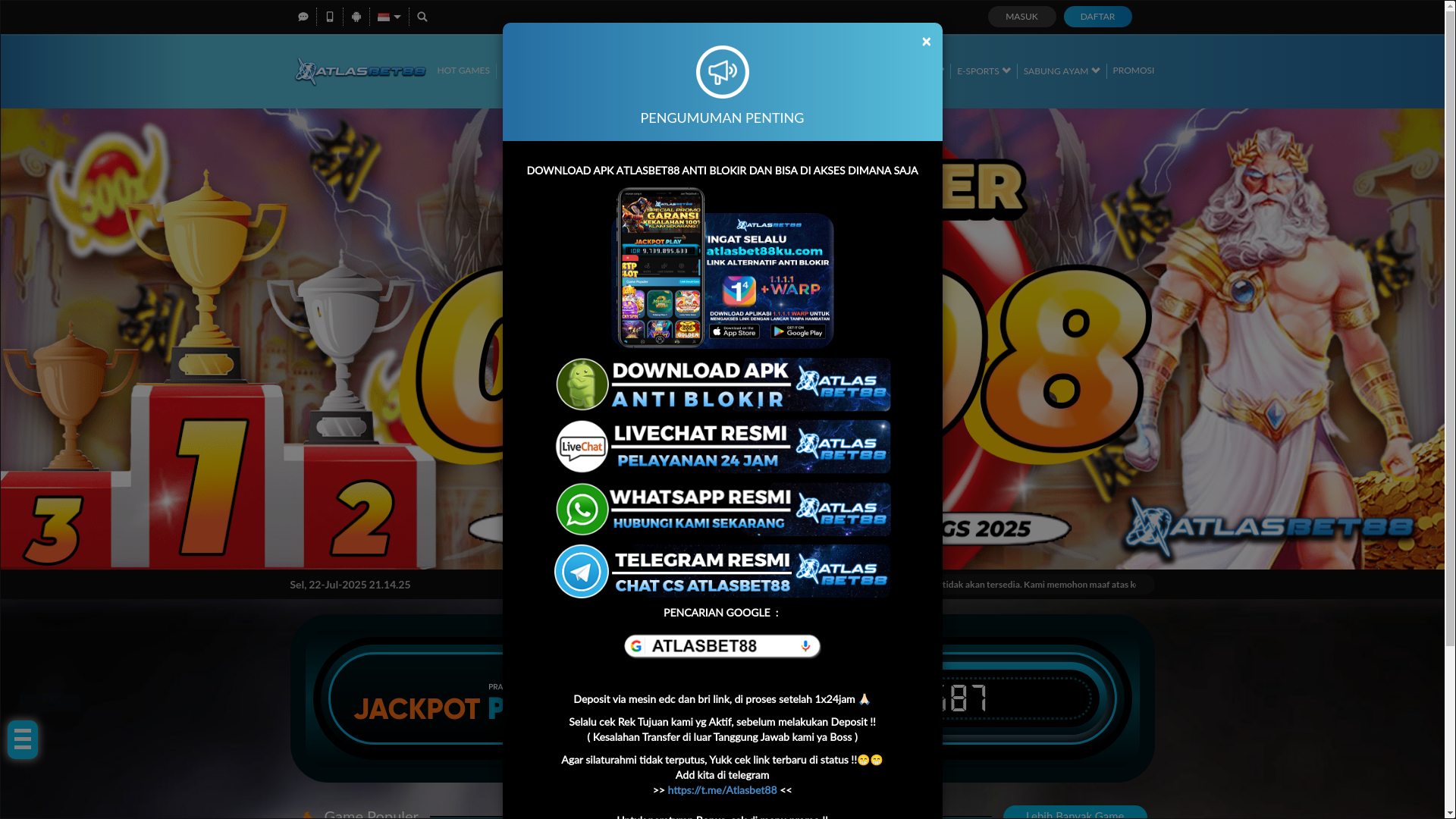website screenshot of https://atlasbet888.store/
