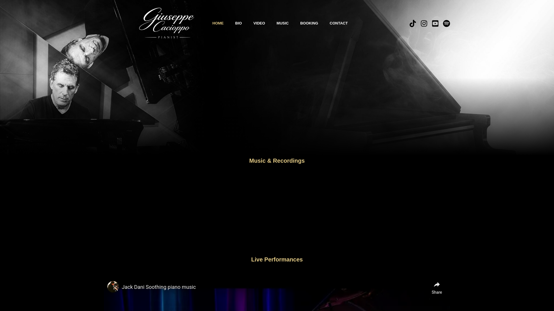 website screenshot of https://cacioppomusic.com/