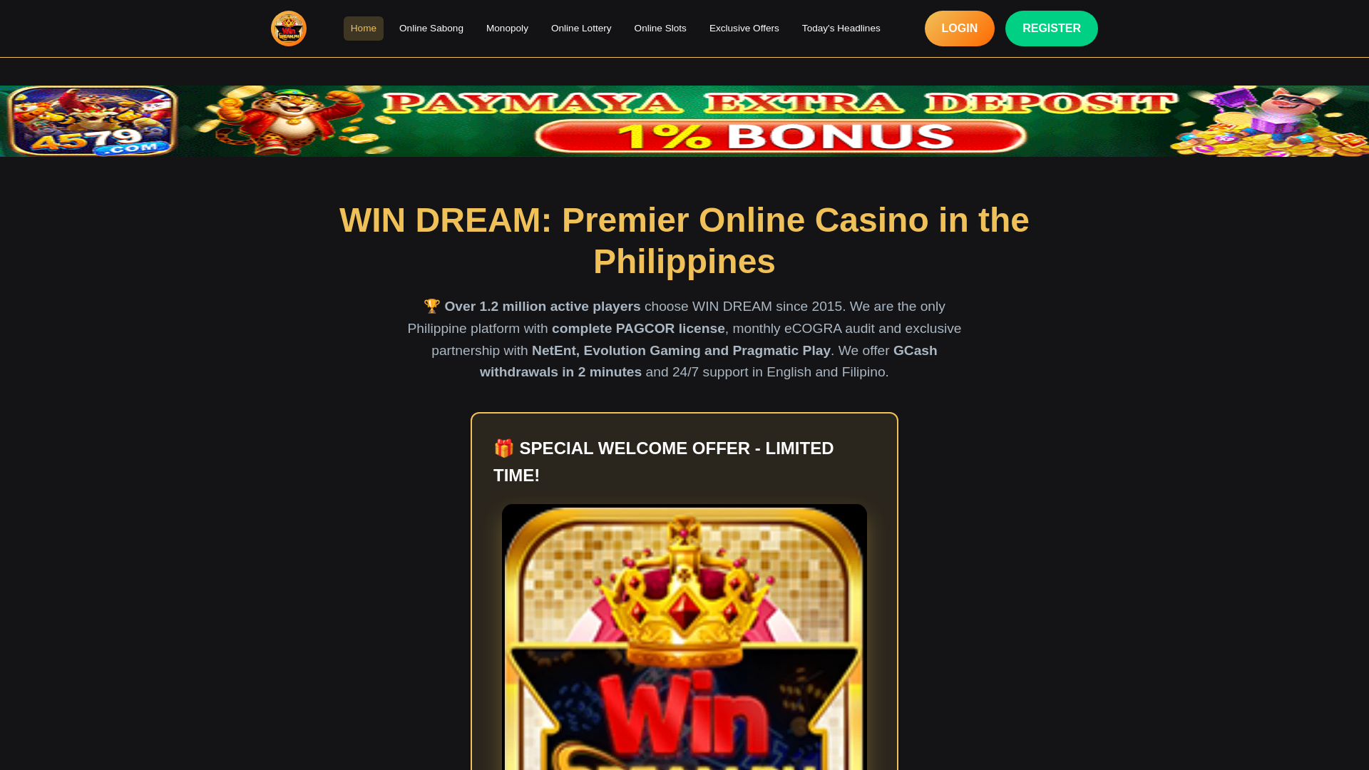 website screenshot of https://windreamcash.com