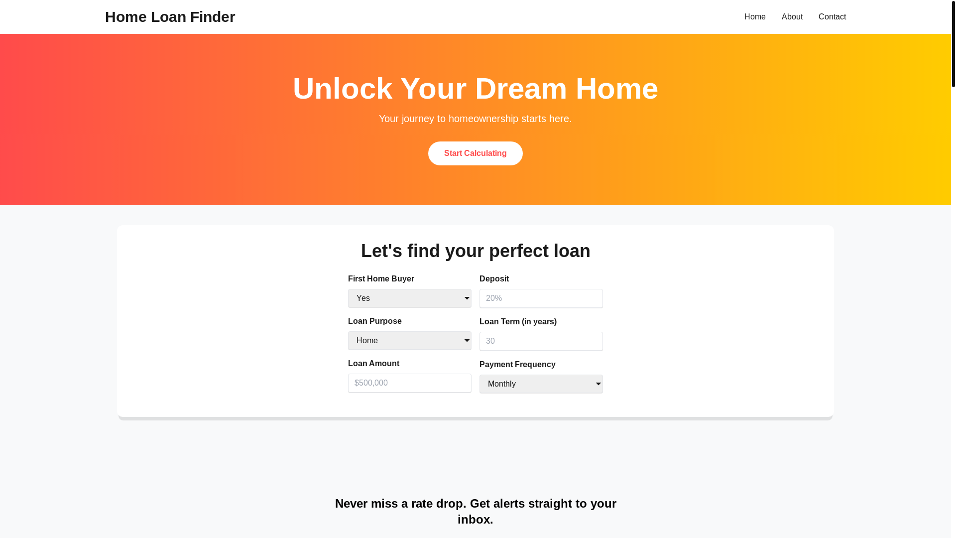 website screenshot of https://homeloanradar.com/
