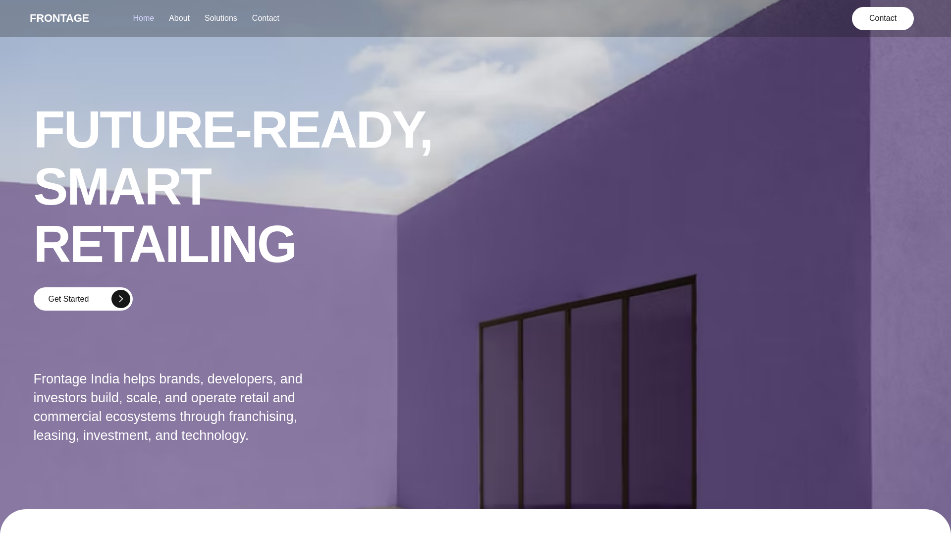 website screenshot of https://thefrontageindia.com/