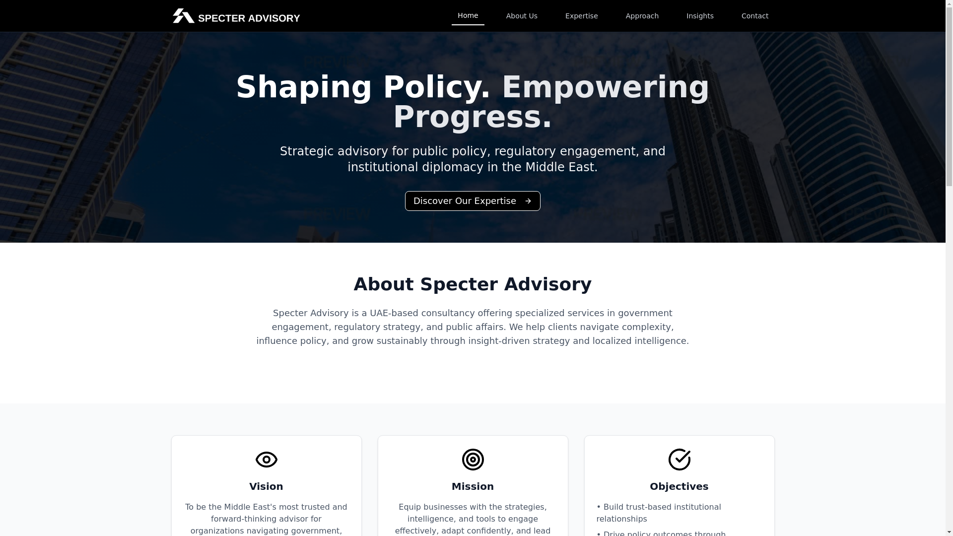 website screenshot of https://specter-advisory.pages.dev/