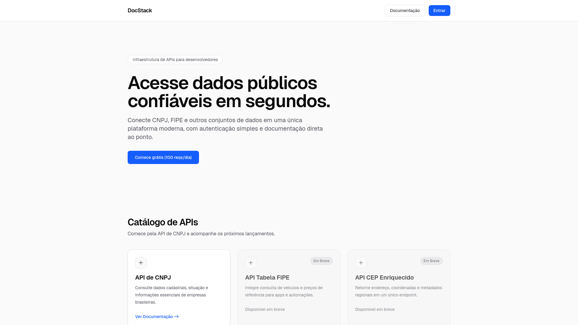 website screenshot of https://docstack.com.br/