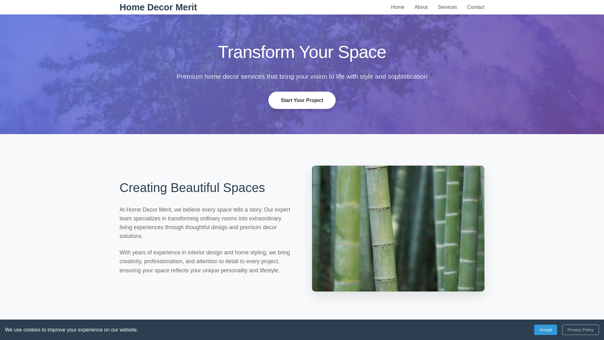 website screenshot of https://homedecormerit.digital/