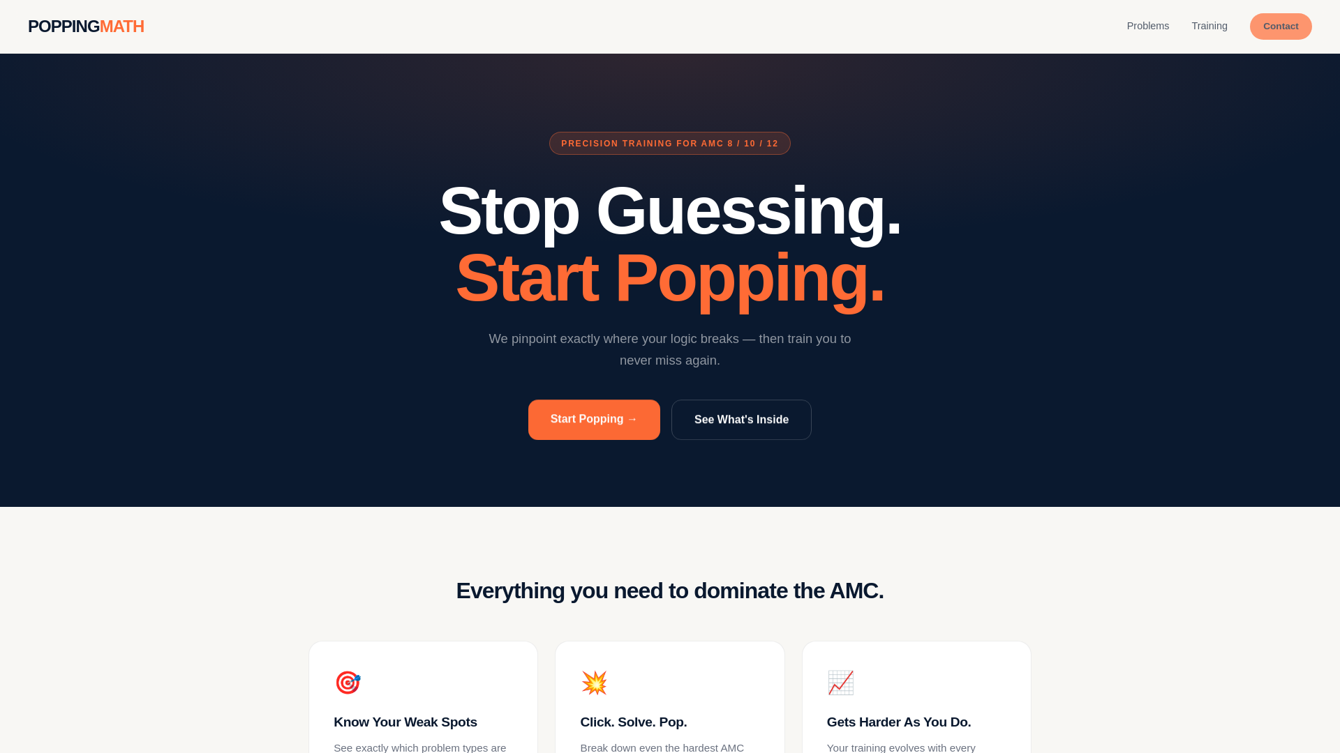 website screenshot of https://poppingmath.pages.dev/