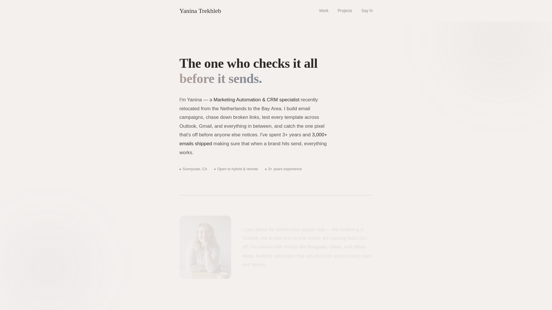 website screenshot of https://yaninatrekhleb.com/