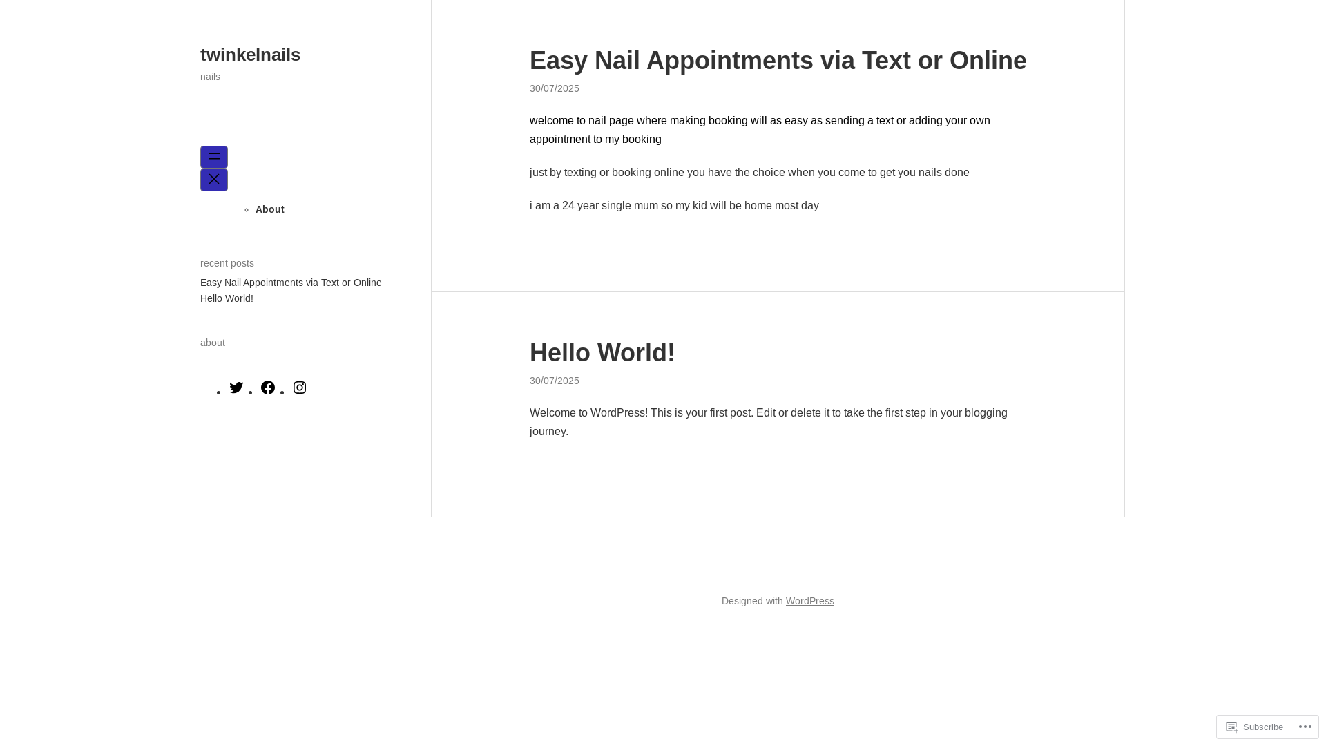 website screenshot of https://twinklenailsbytiara.blog/