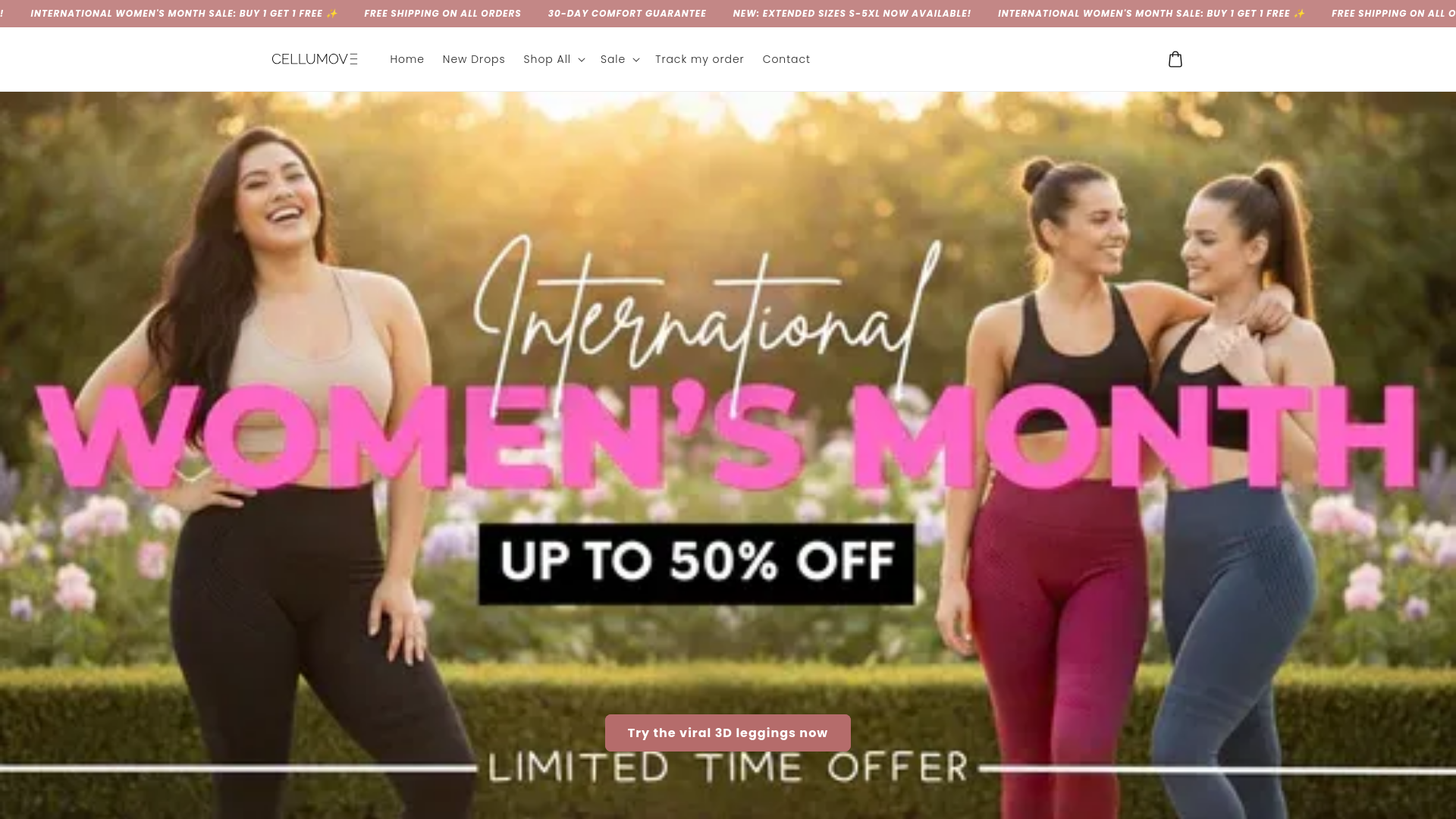 website screenshot of https://cellumoveleggings.com/