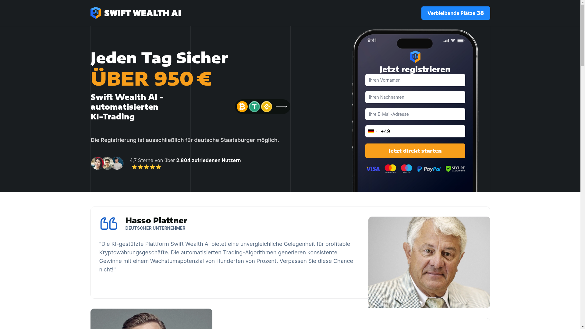 website screenshot of https://swift-wealth-ai.com/