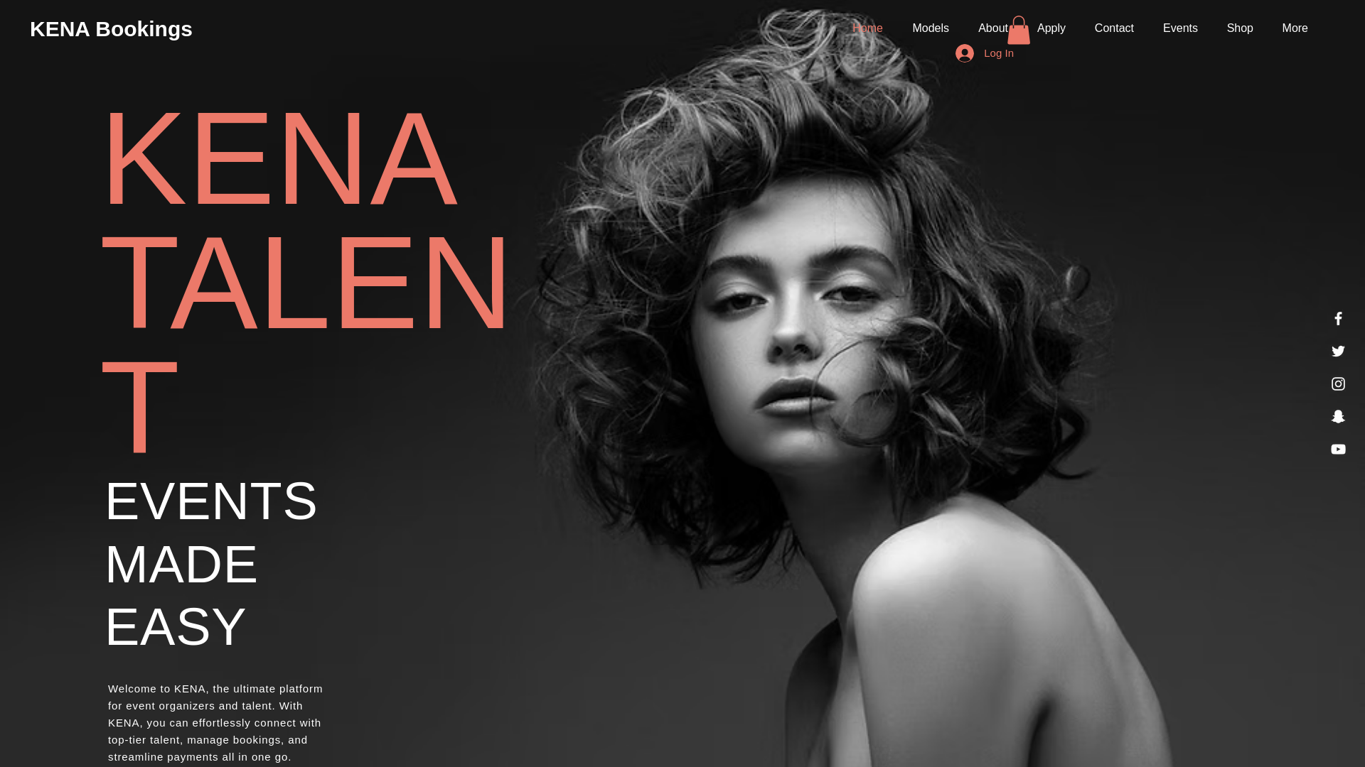 website screenshot of https://kenaevents.com/