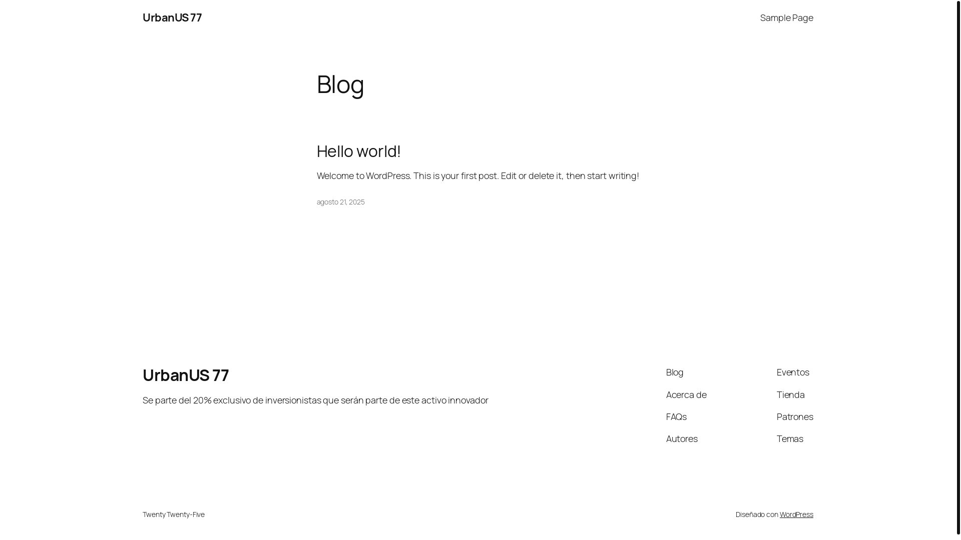 website screenshot of https://urbanus77.com/