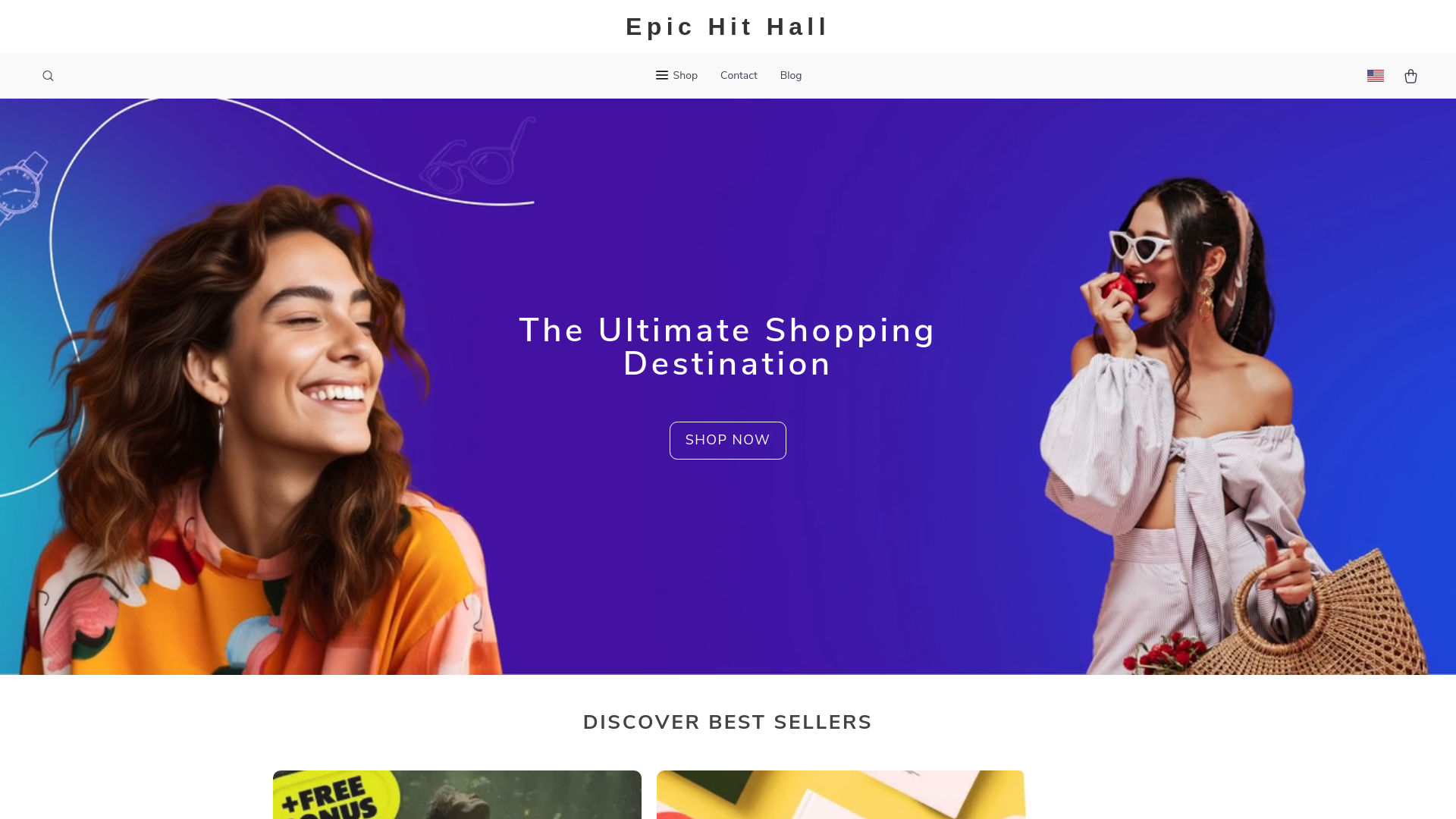 website screenshot of https://epichithall.shop/