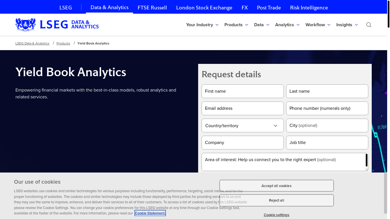 website screenshot of http://solutions.yieldbook.com/