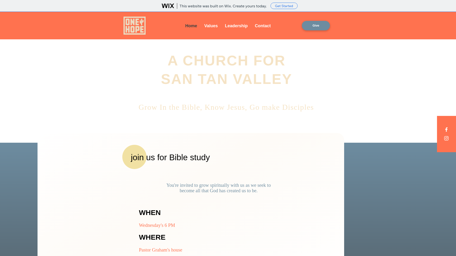 website screenshot of https://onehopestv.com