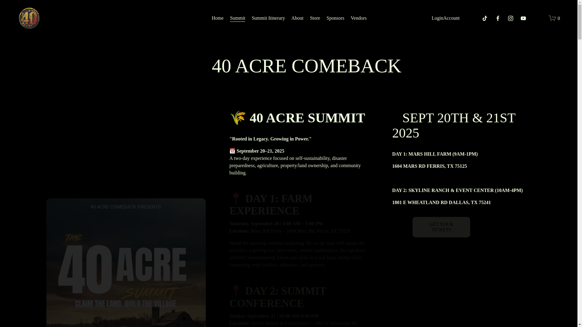 website screenshot of https://40acresummit.com/